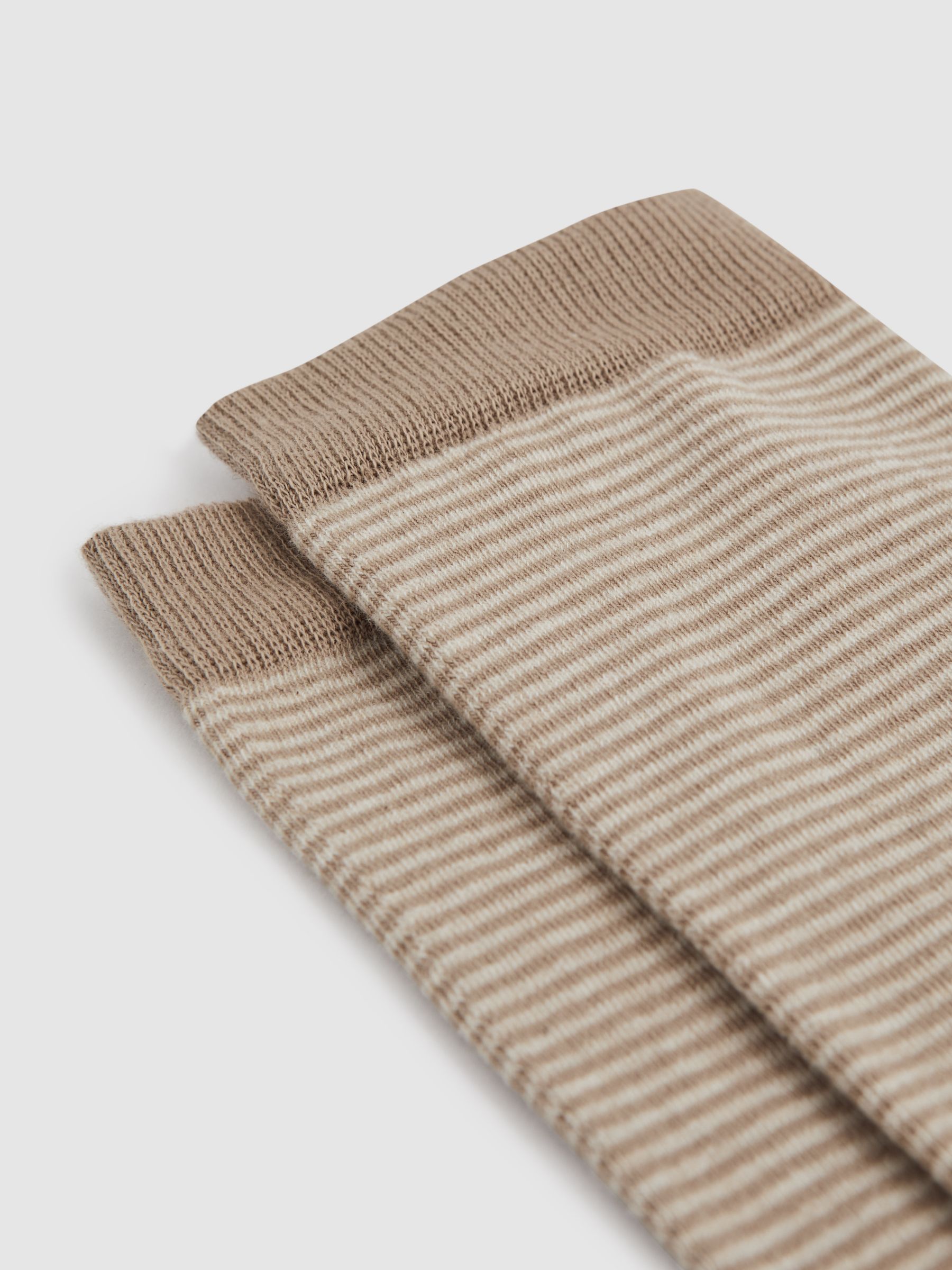 Maria Neutral Cotton Blend Striped Crew Socks - Image 2 of 3 Maria Neutral Cotton Blend Striped Crew Socks - Image 2 of 3