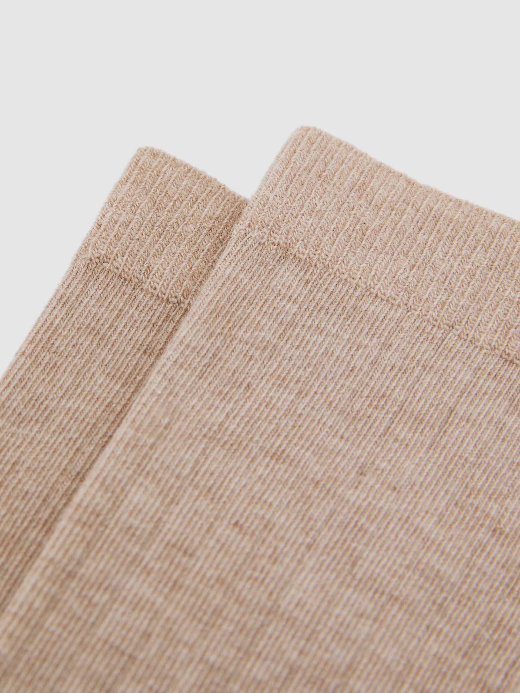Cotton Blend Ribbed Loafer Socks in Oatmeal - Image 2 of 2