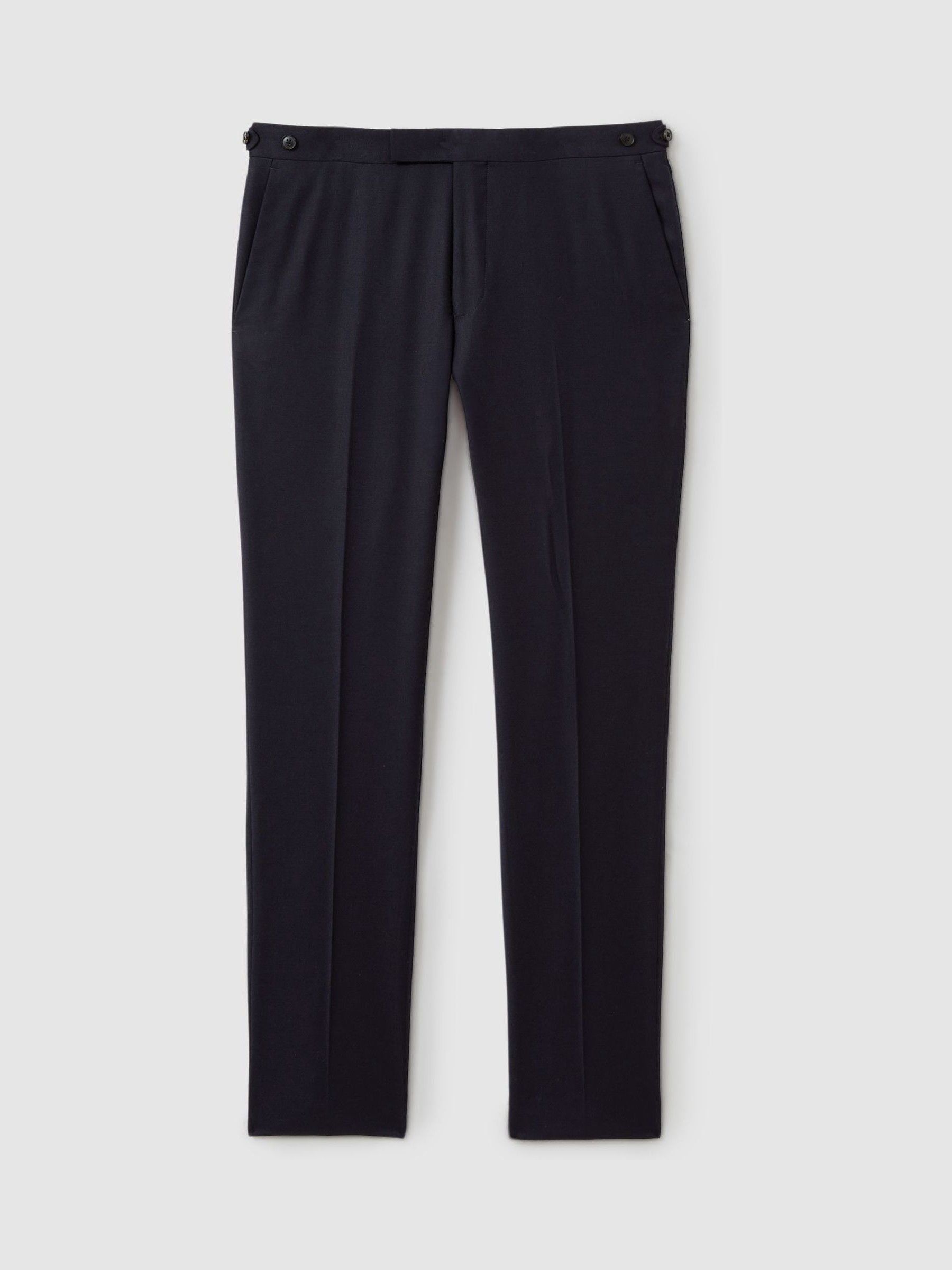 Wool-Blend Flannel Suit Trousers in Navy - Image 2 of 6