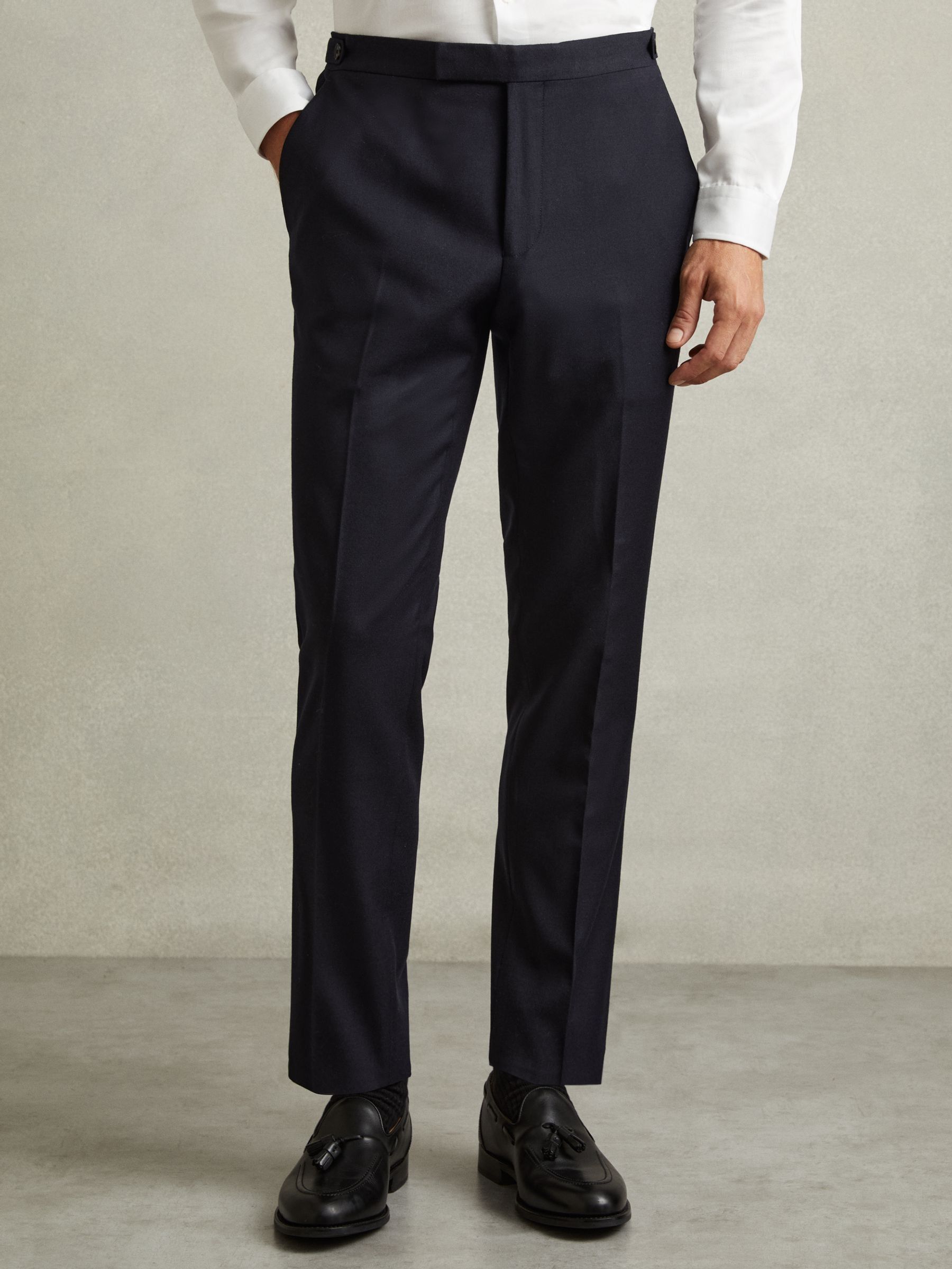 Wool-Blend Flannel Suit Trousers in Navy - Image 3 of 6