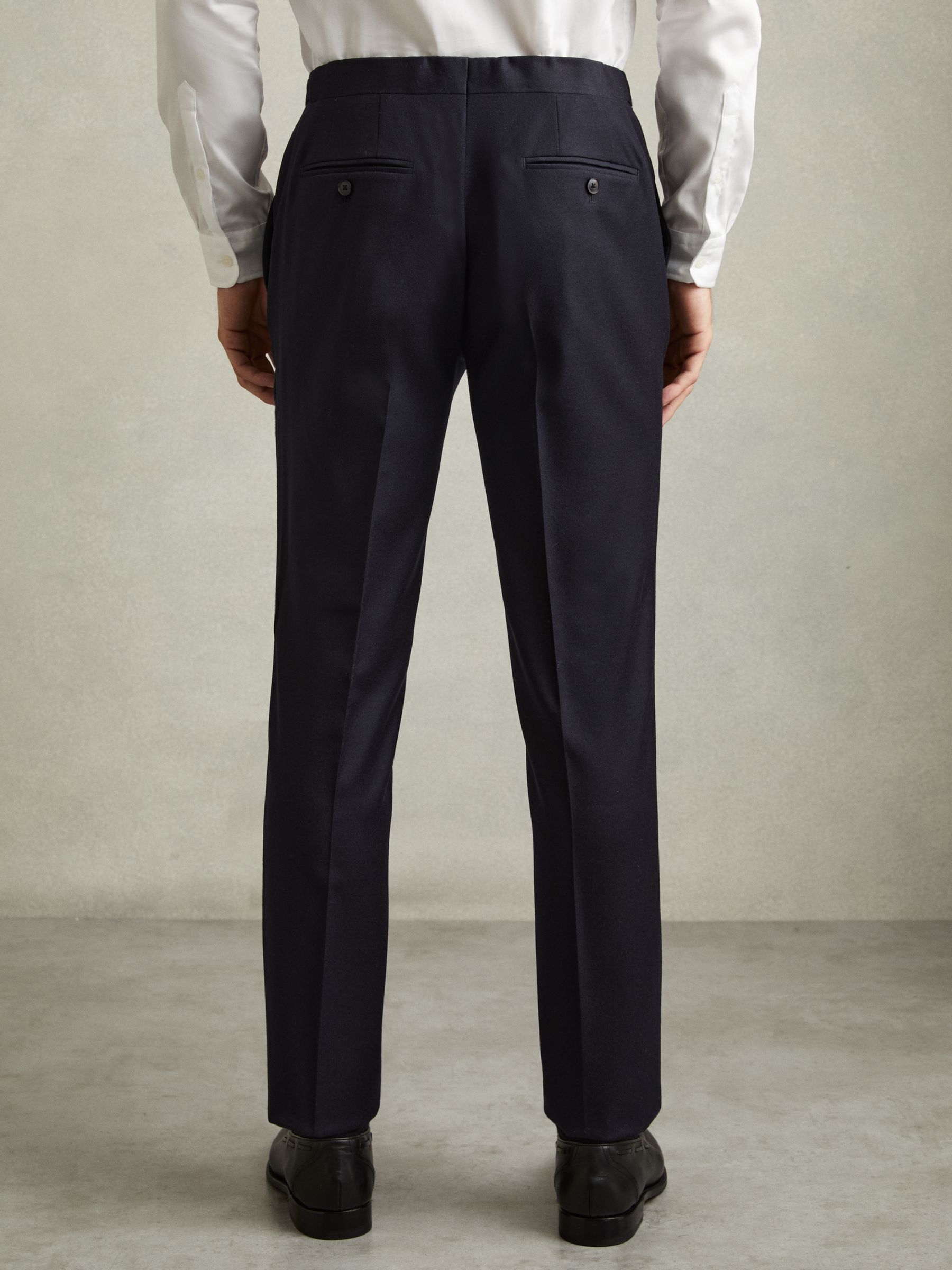 Wool-Blend Flannel Suit Trousers in Navy - Image 5 of 6