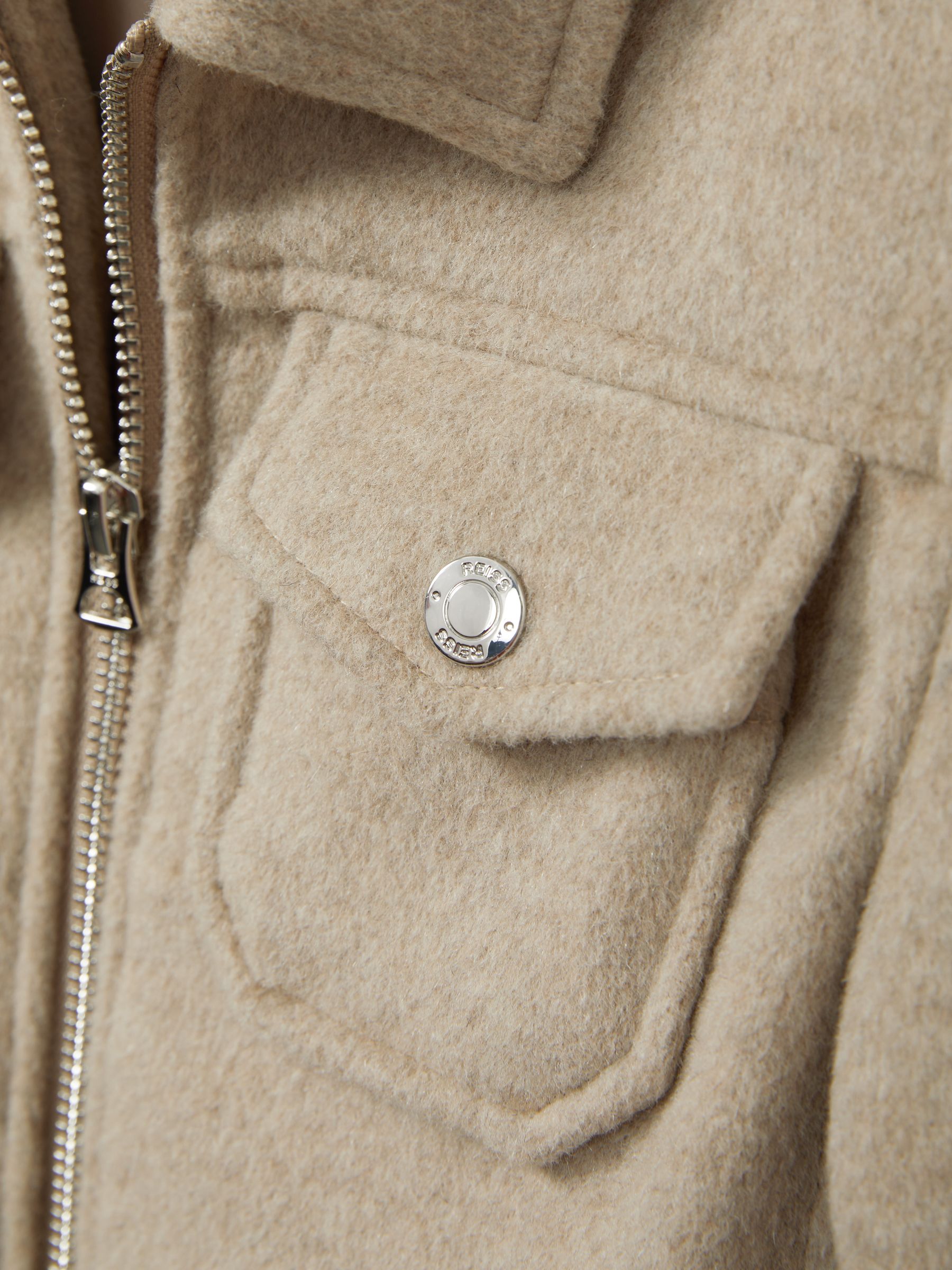 Wool-Blend Melton Trucker Jacket in Oatmeal - Image 4 of 4