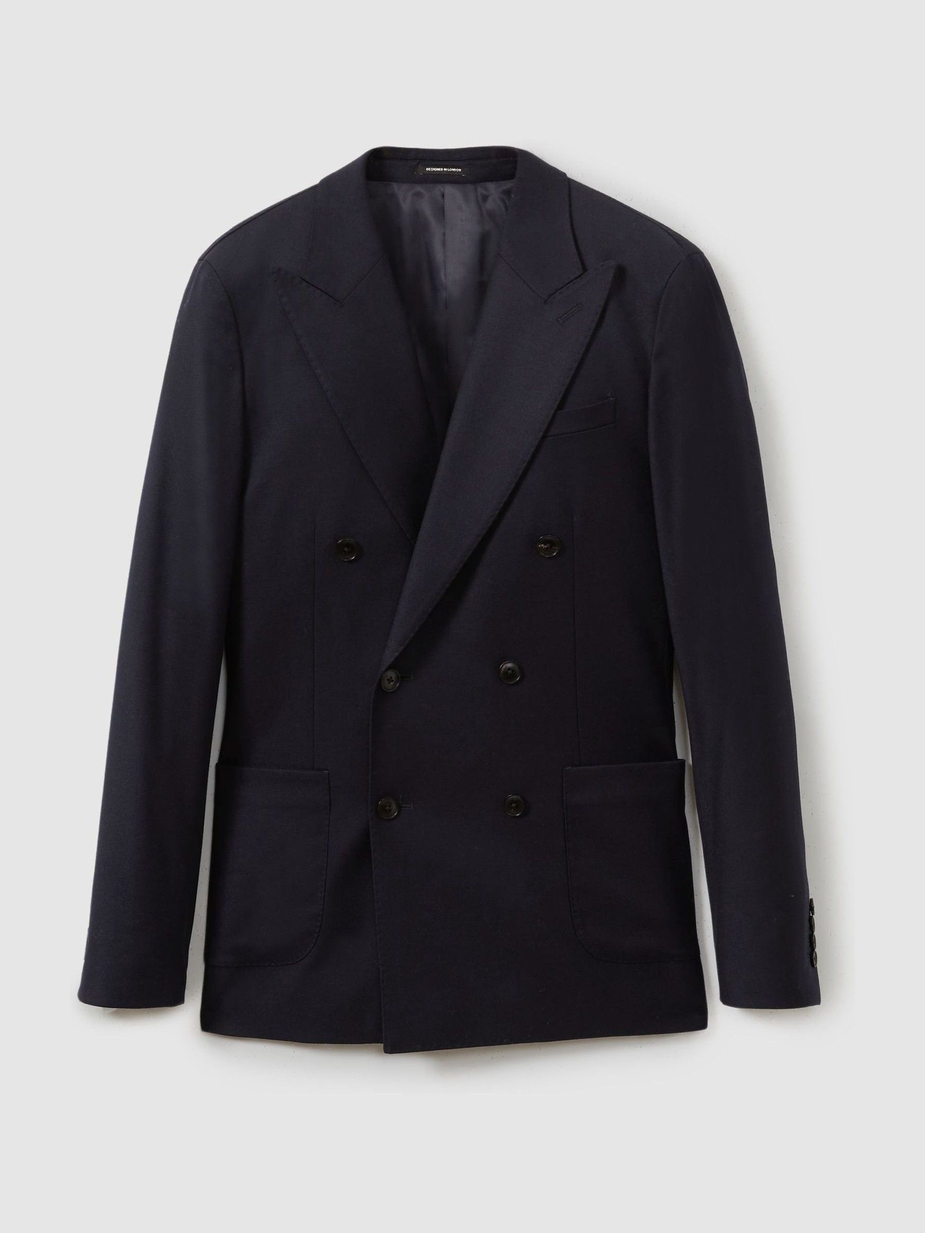 Double Breasted Suit Jacket in Wool-Blend in Navy - Image 2 of 7