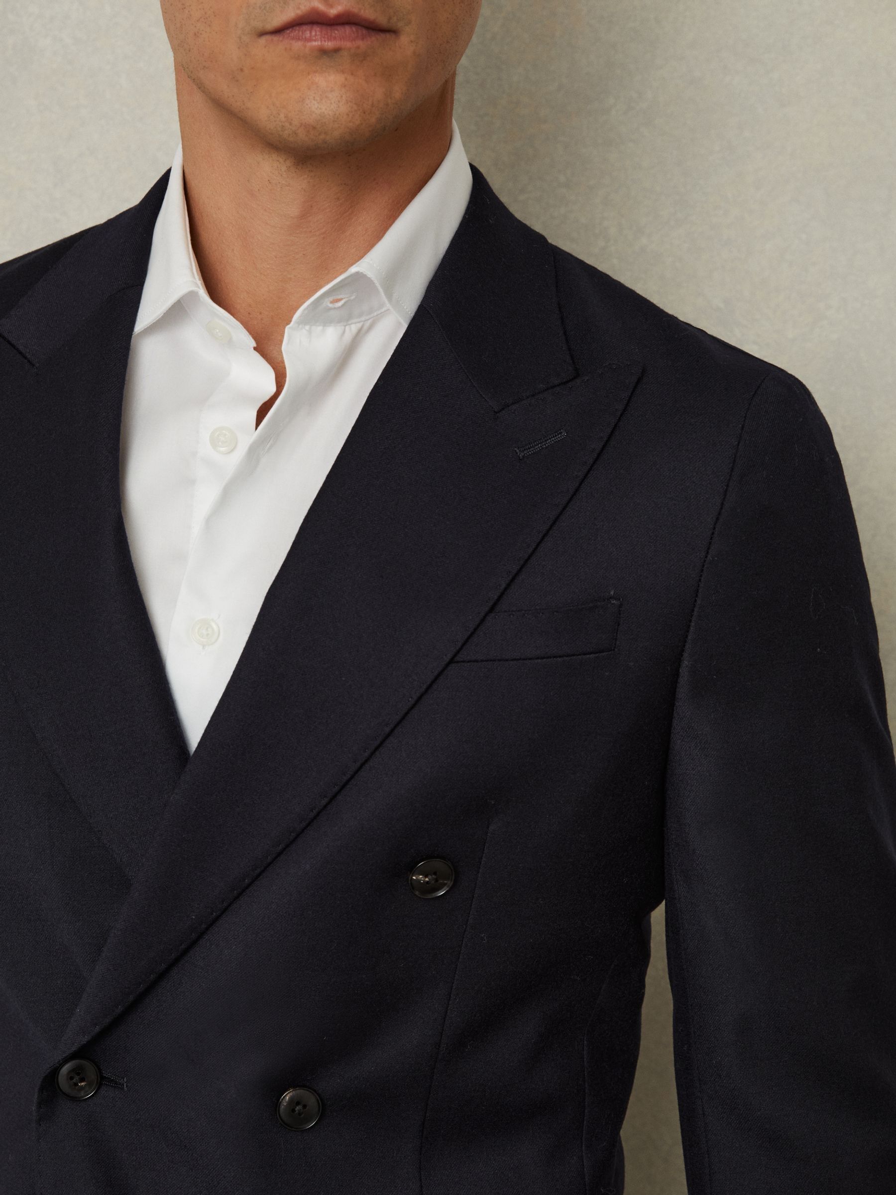 Double Breasted Suit Jacket in Wool-Blend in Navy - Image 4 of 7