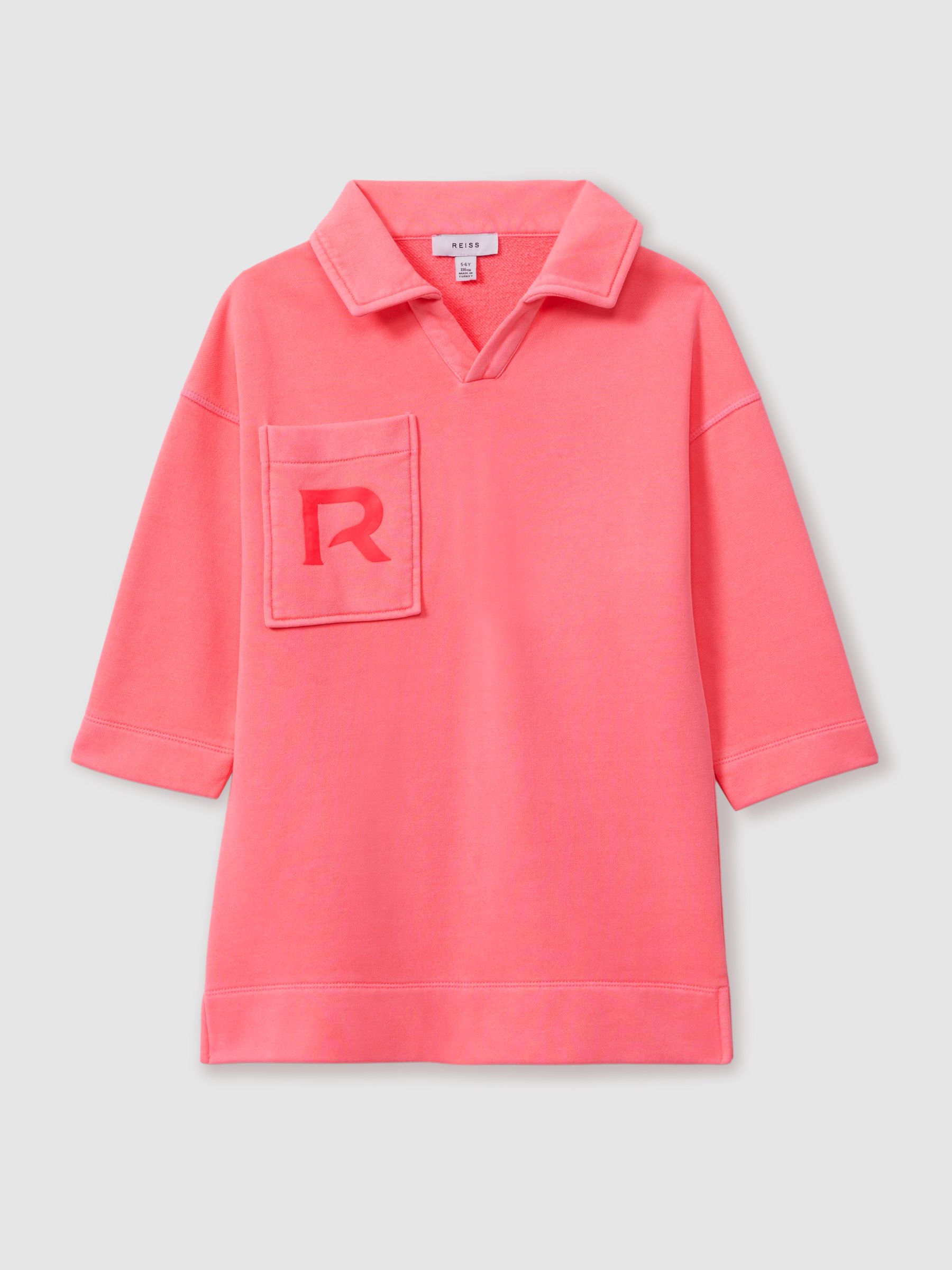 9-13 yrs Open-Collar Jumper Dress in Bright Pink - Image 2 of 5