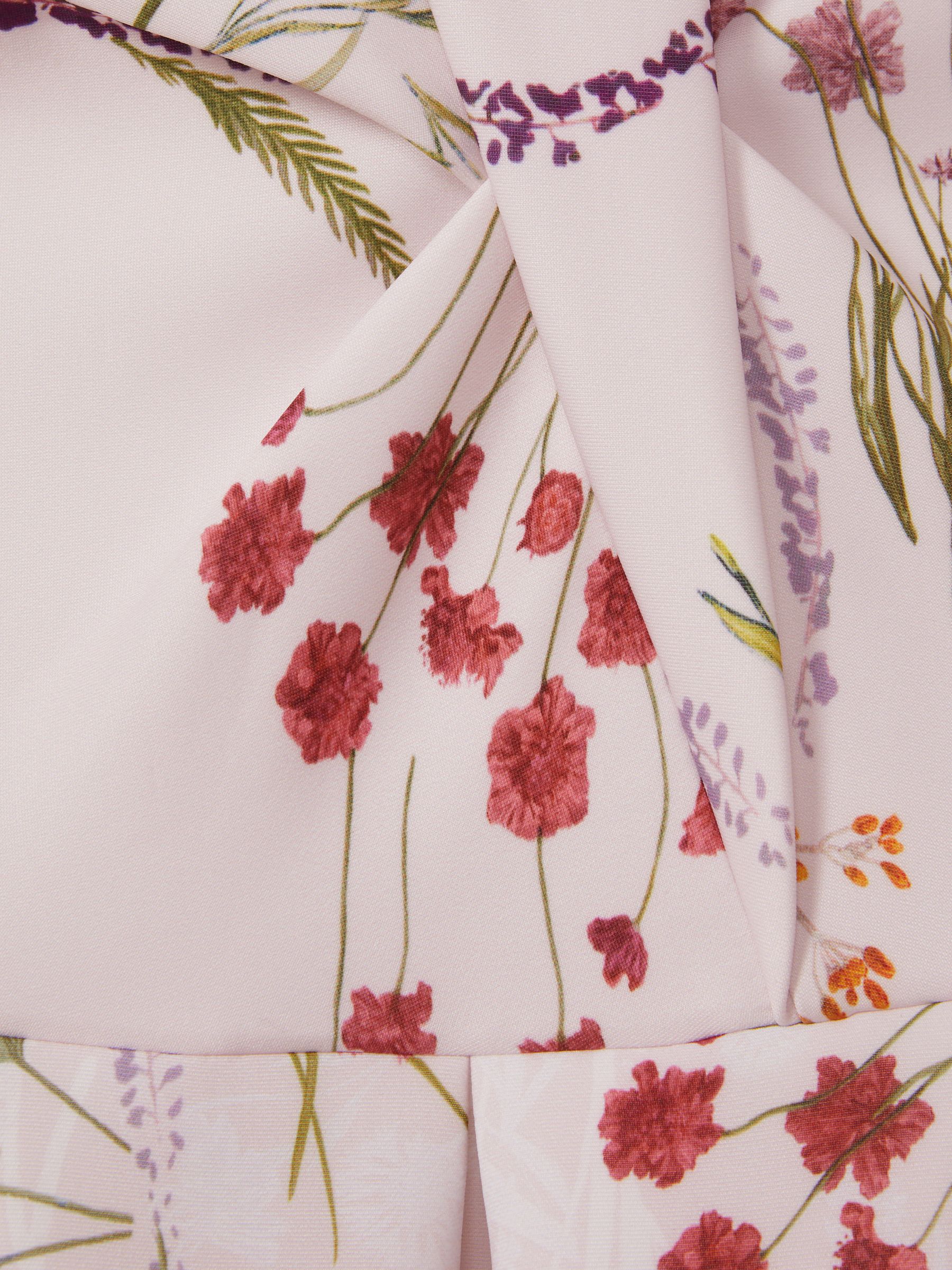 4-9 yrs Floral Print Scuba Pleated Dress in Pink Print - Image 4 of 4