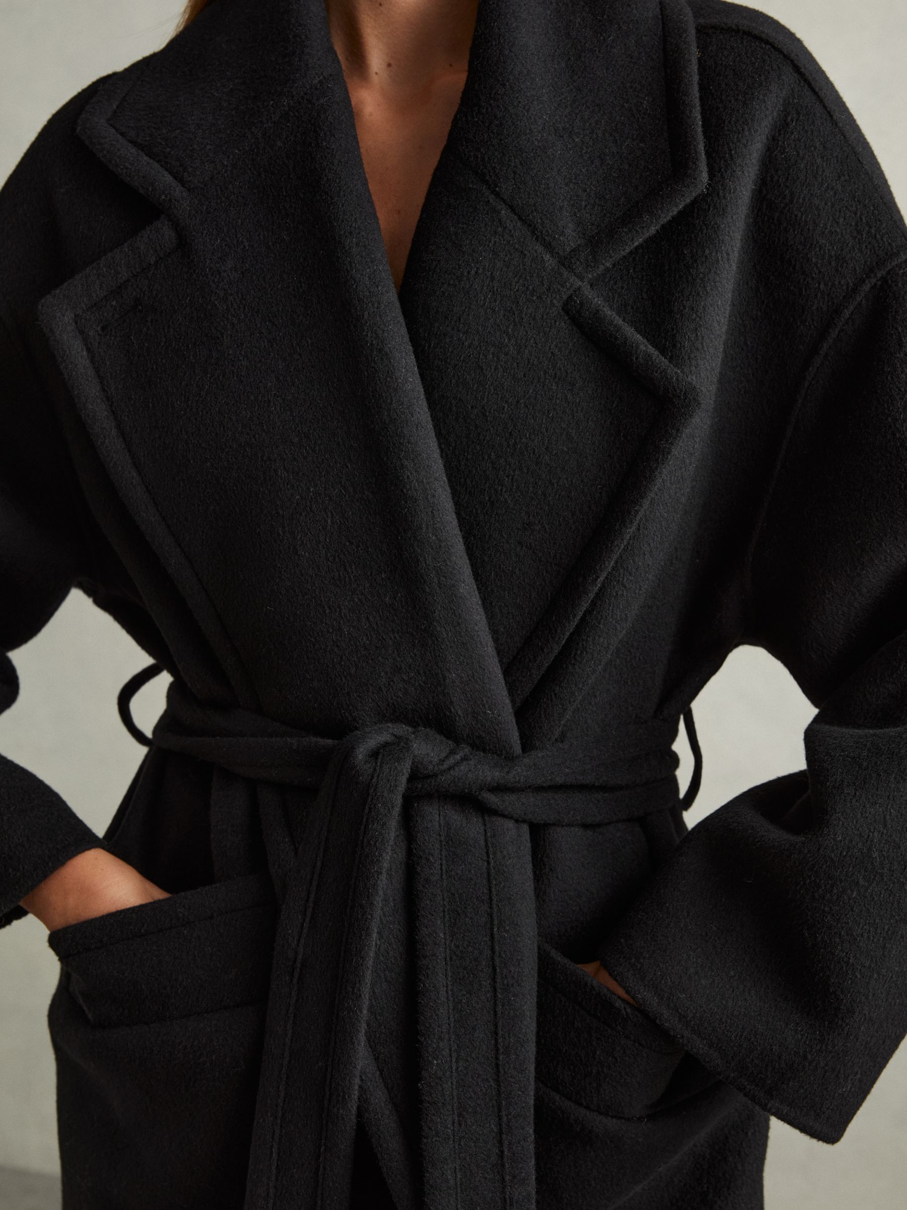 Petite Wool-Blend Blindseam Coat in Black - image 4