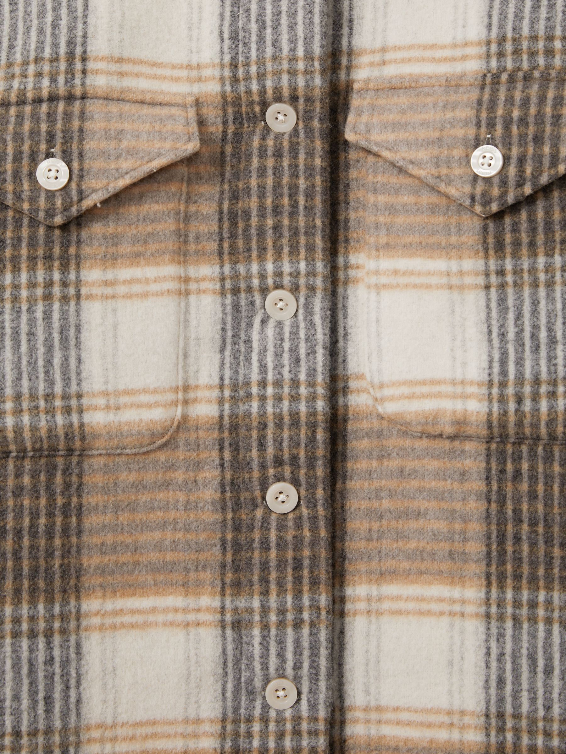 Phoebe Neutral Wool Blend Checked Shacket - Image 6 of 6