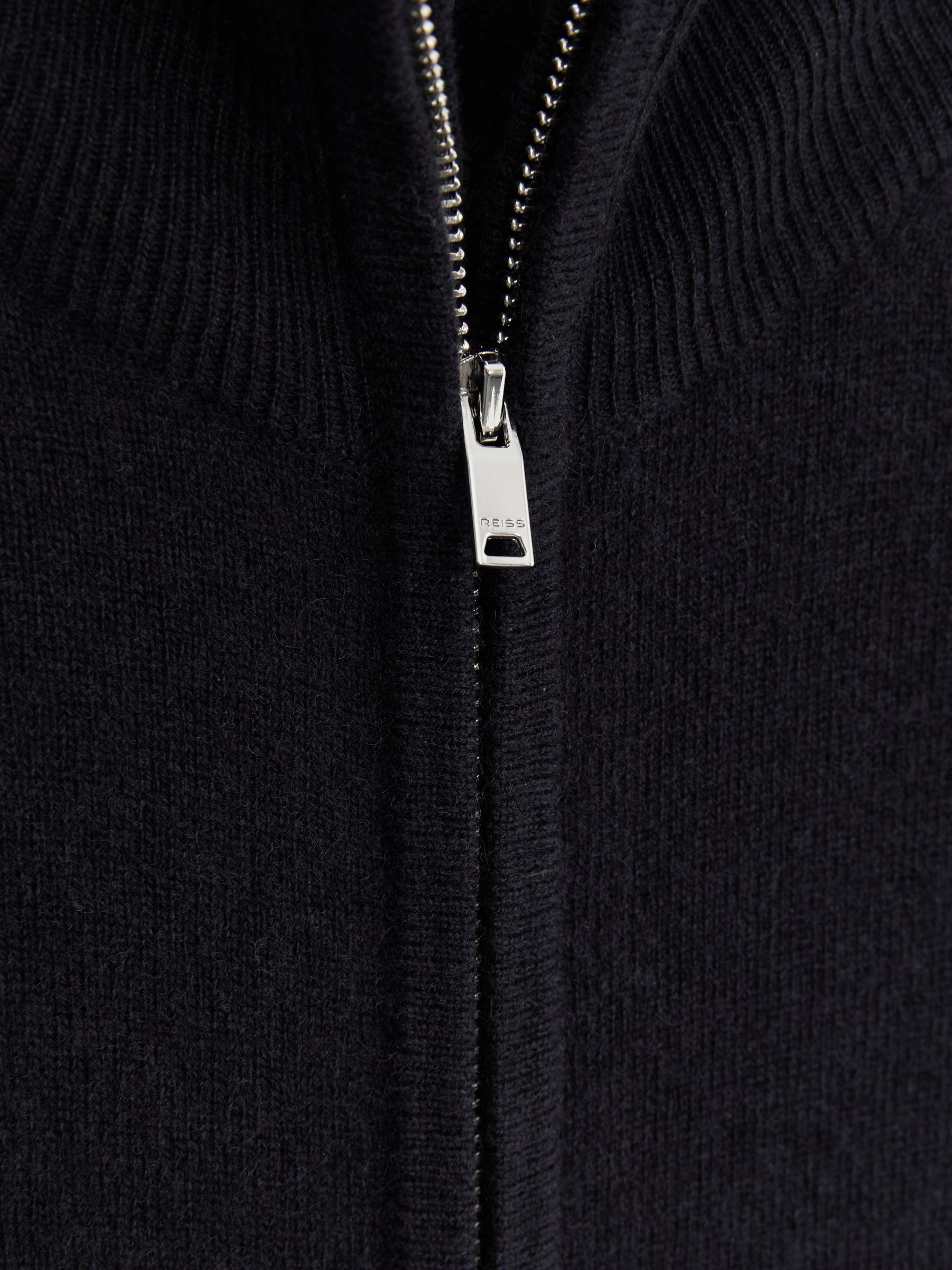 Wool-Cashmere Zip-Through Funnel-Neck Cardigan in Navy - Image 6 of 6