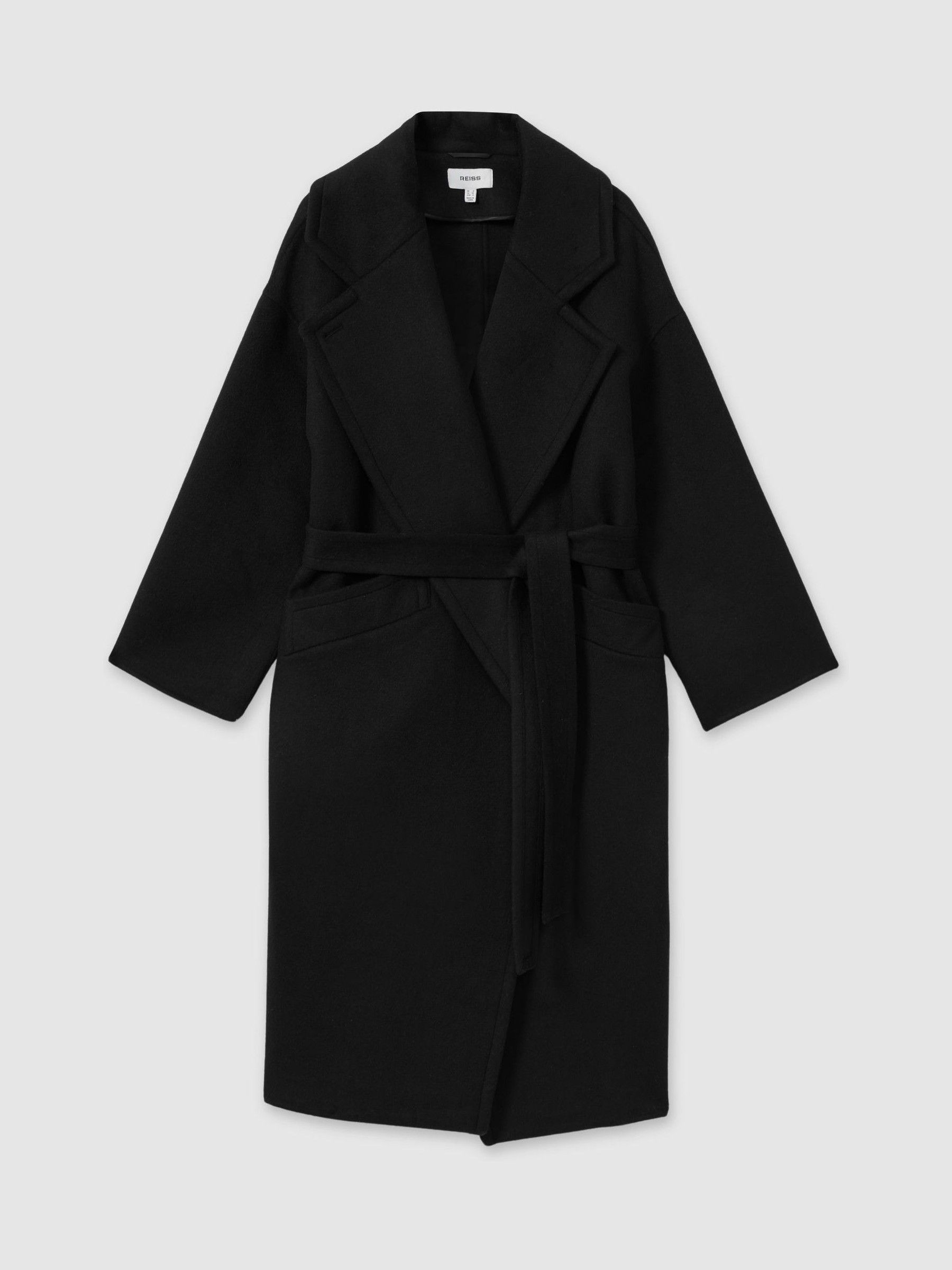 Reiss Wool-Blend Blindseam Coat in Black | REISS