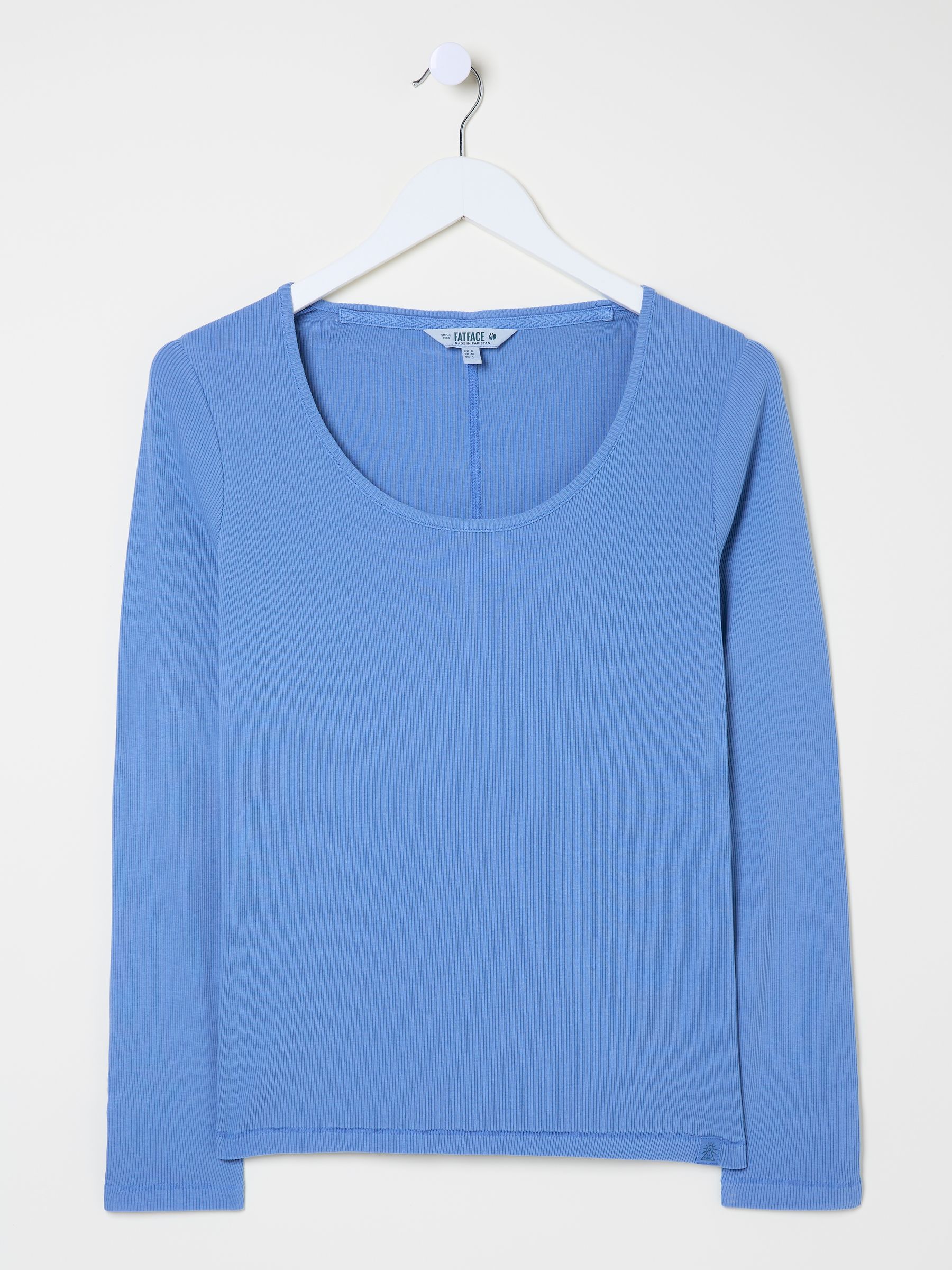 Bright Blue Ribbed Scoop Neck Top - Image 9 of 10