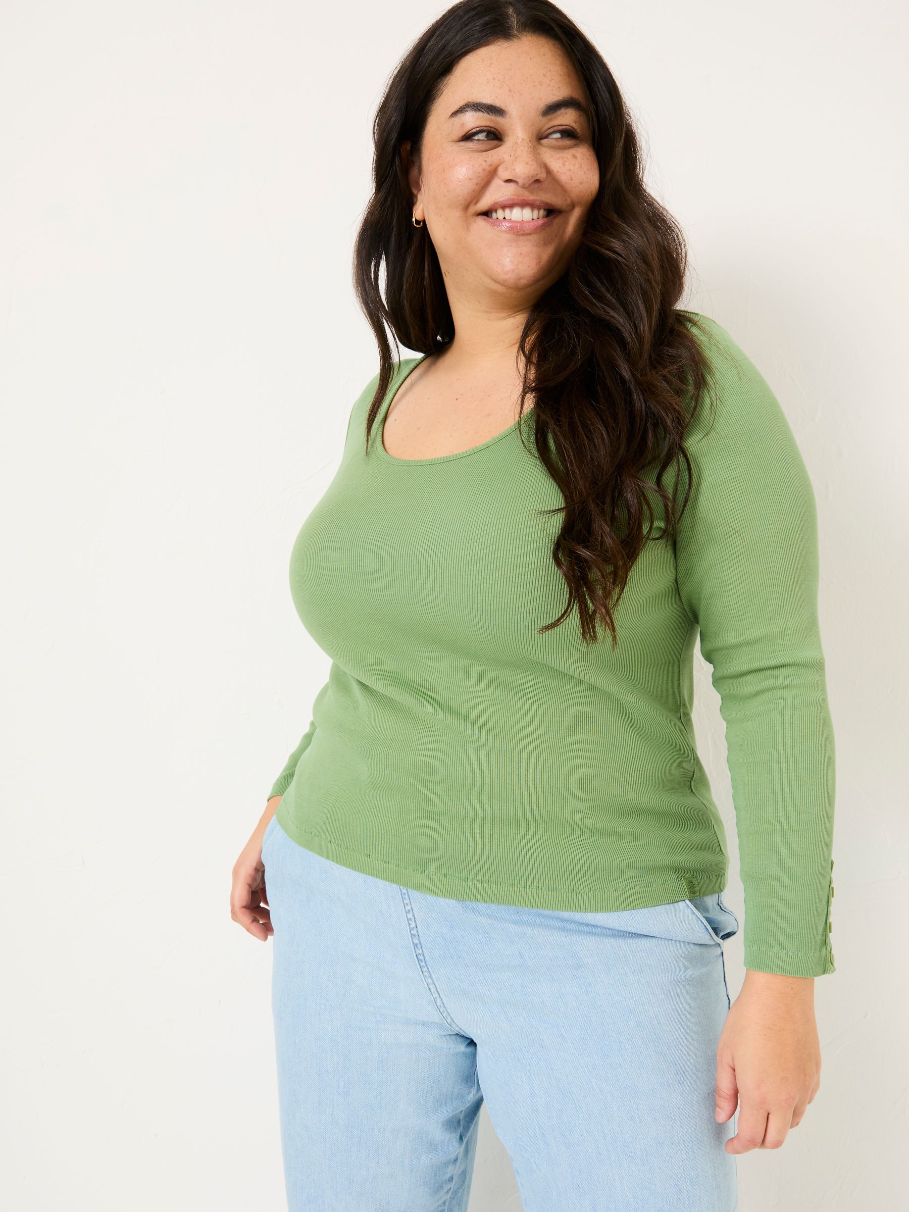 Light Green Ribbed Scoop Neck Top - Image 5 of 9