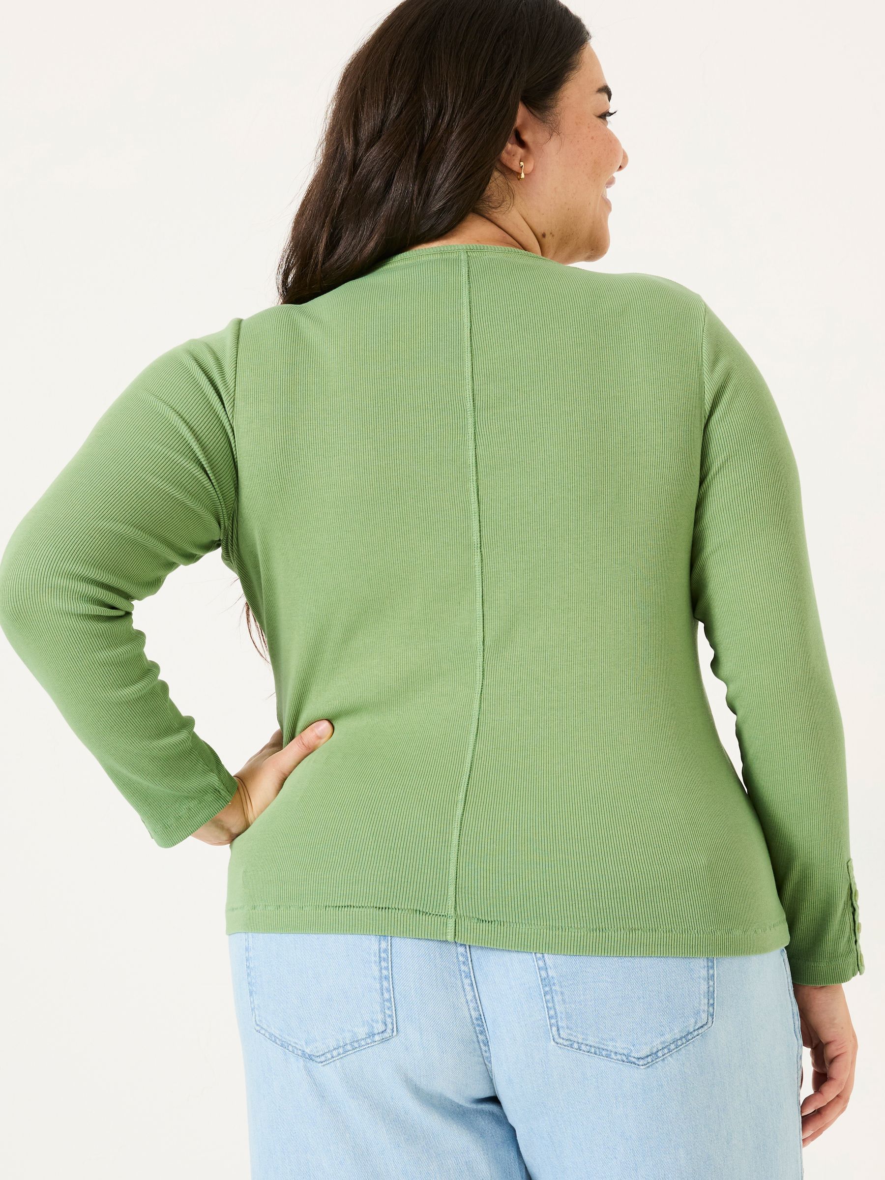 Light Green Ribbed Scoop Neck Top - Image 6 of 9