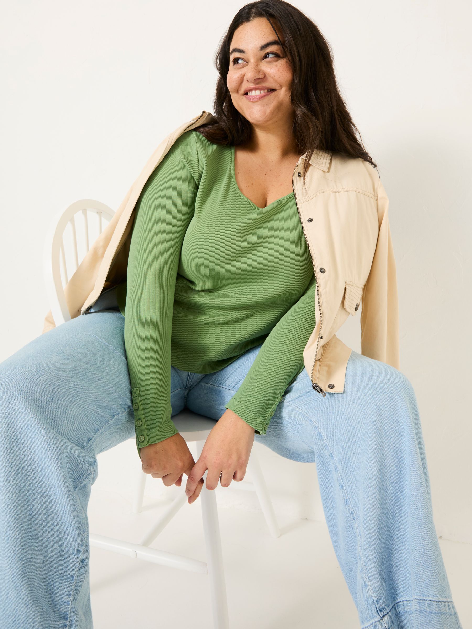 Light Green Ribbed Scoop Neck Top - Image 8 of 9