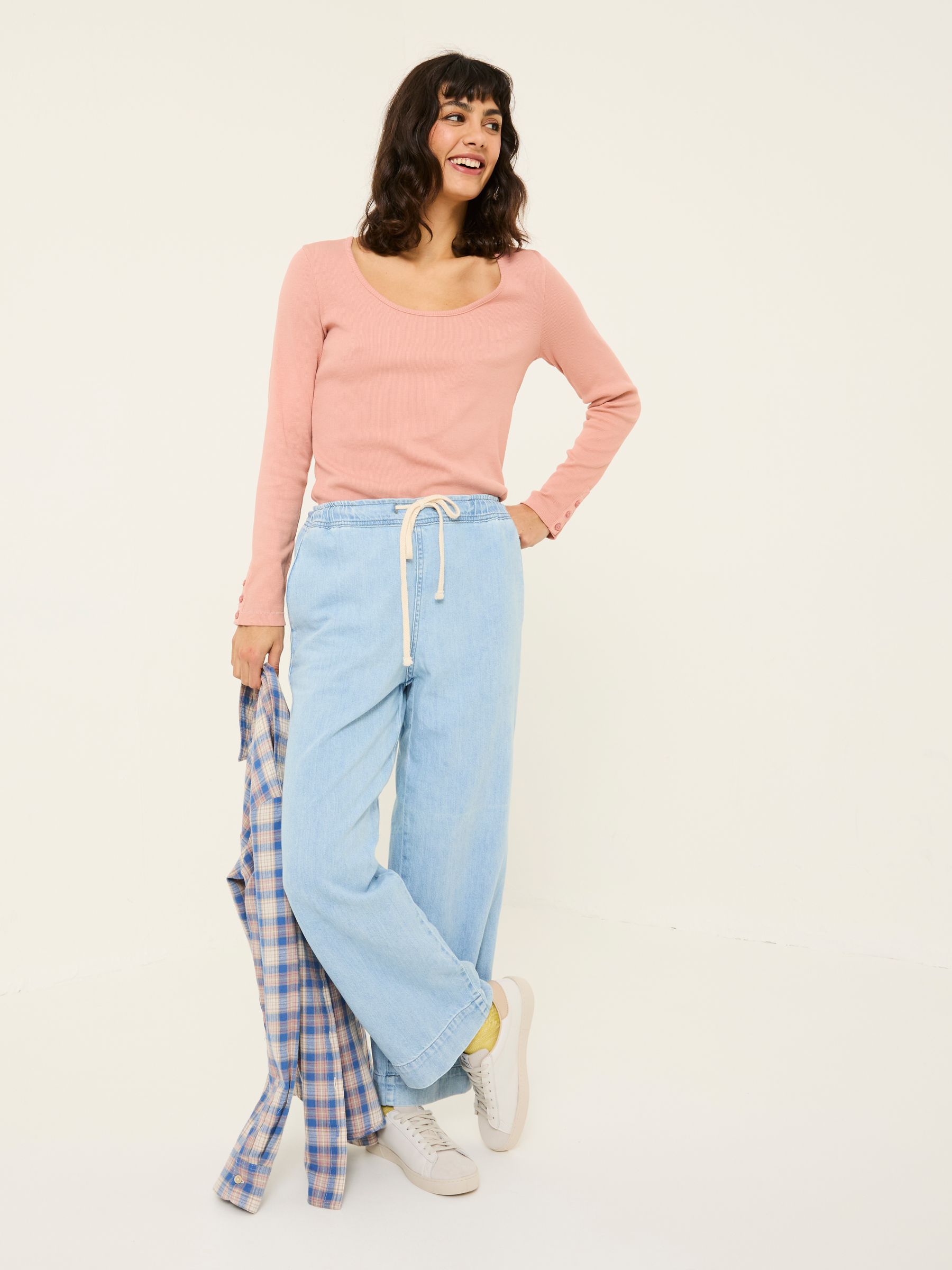 Pink Ribbed Scoop Neck Top - Image 3 of 10