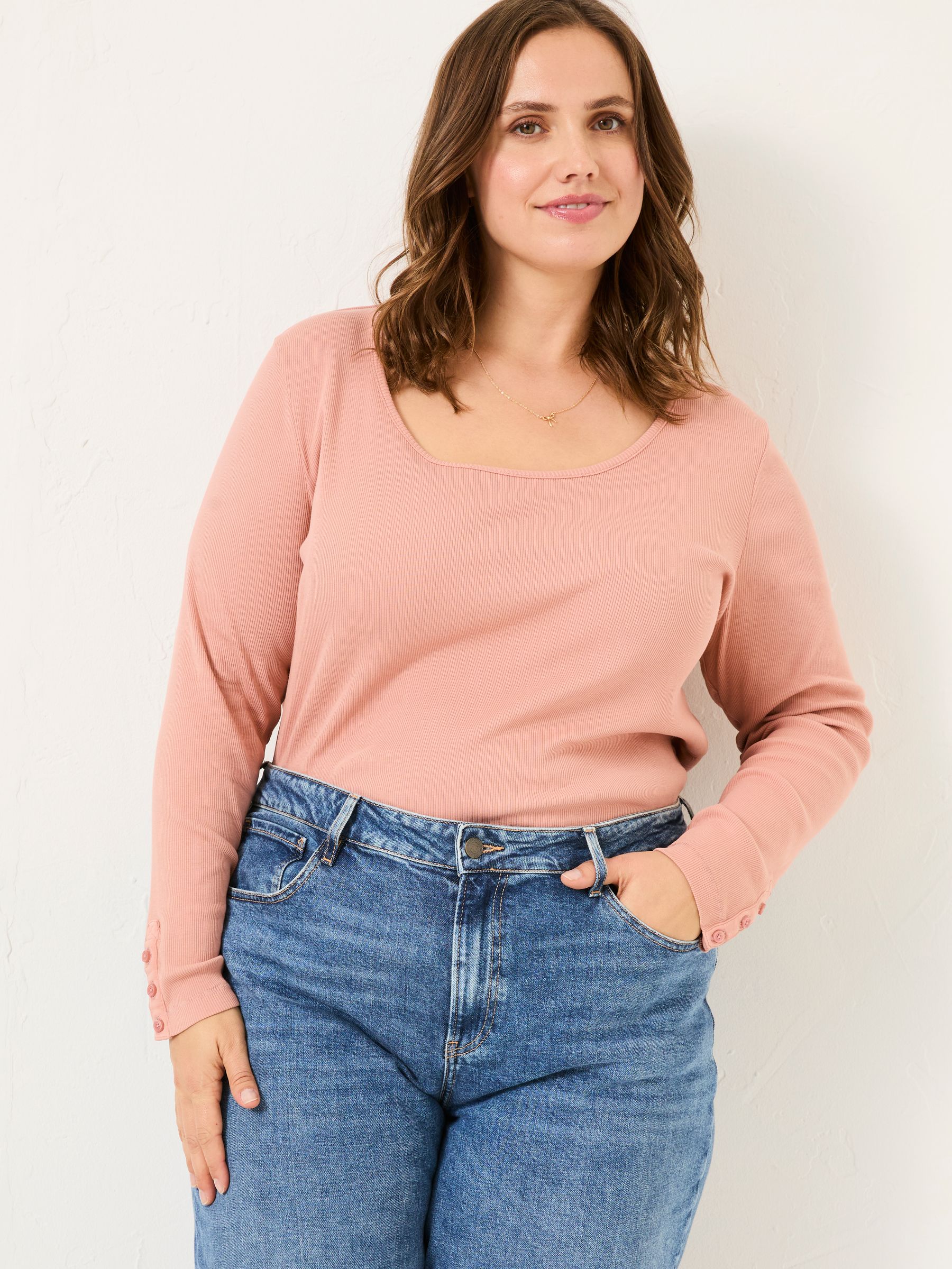 Pink Ribbed Scoop Neck Top - Image 6 of 10