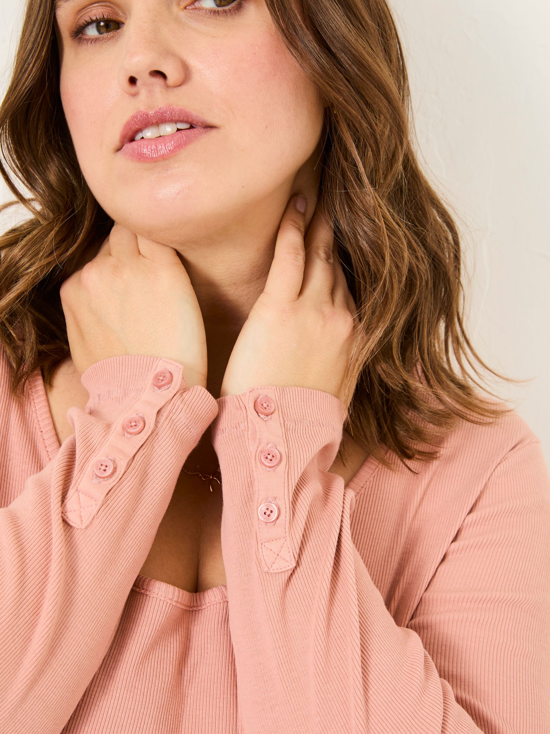 Pink Ribbed Scoop Neck Top - Image 9 of 10