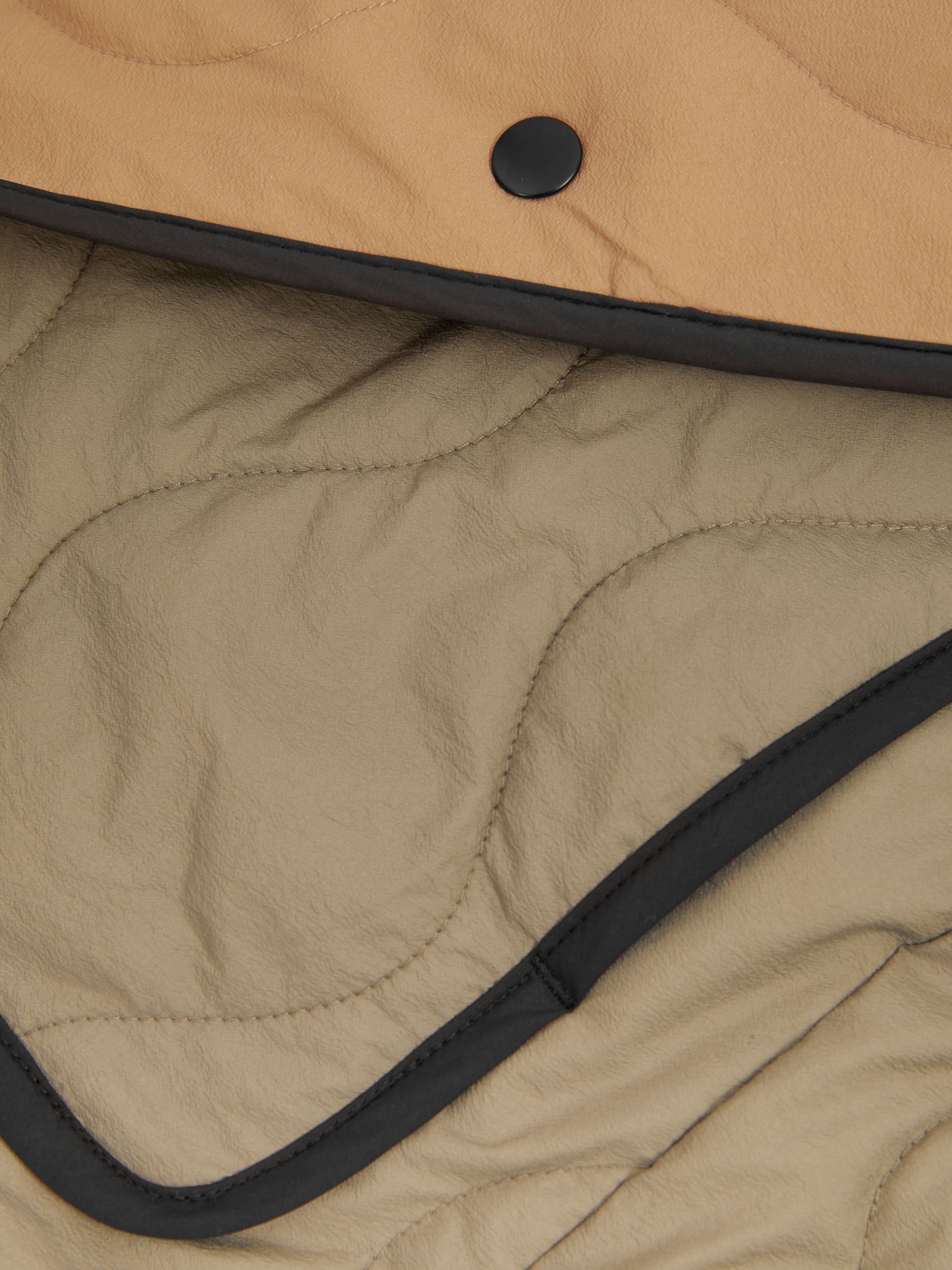 Reversible Quilt Coat in Khaki/Neutral - Image 8 of 8