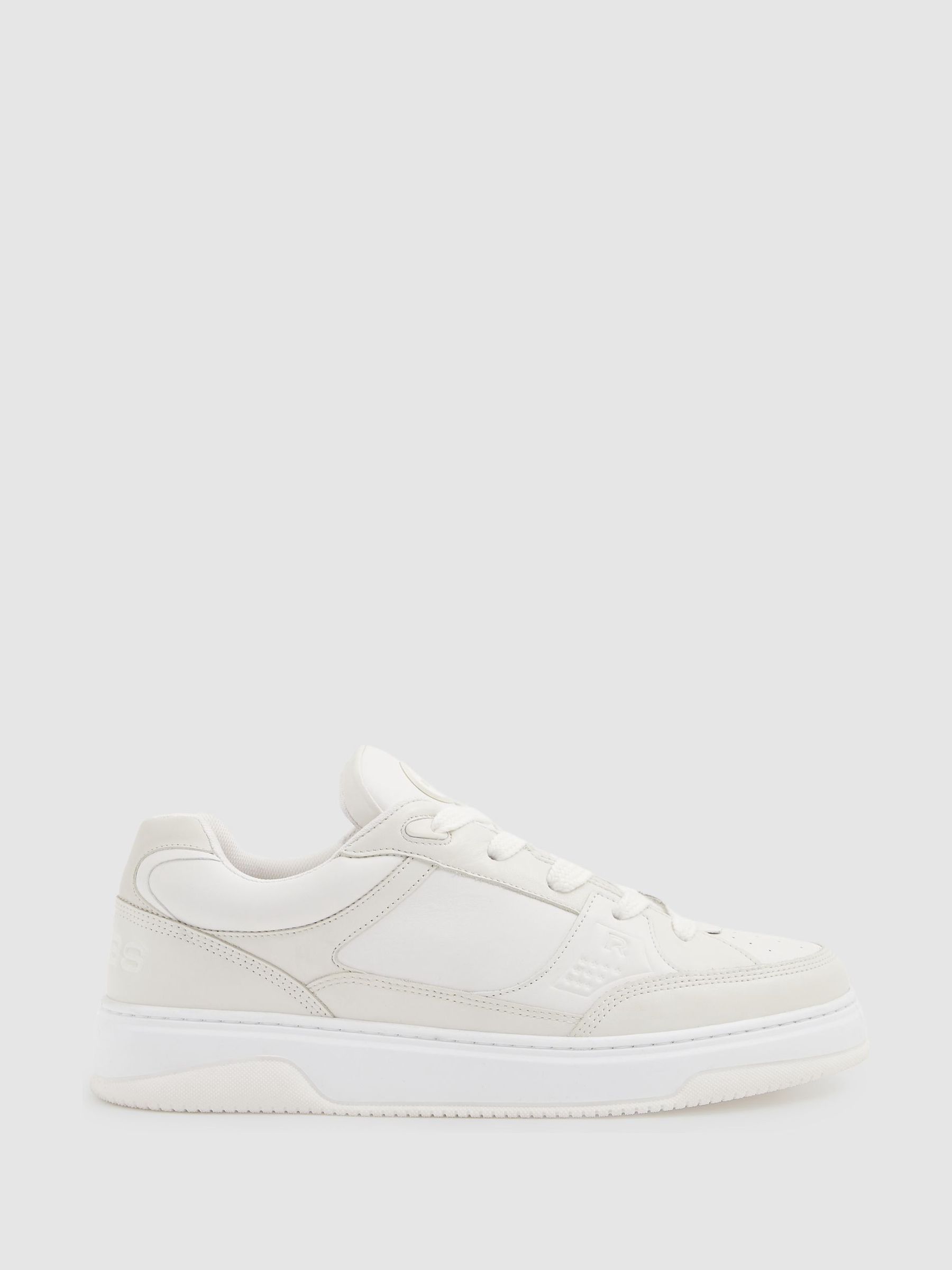Panelled Leather Trainers in White - Image 1 of 6