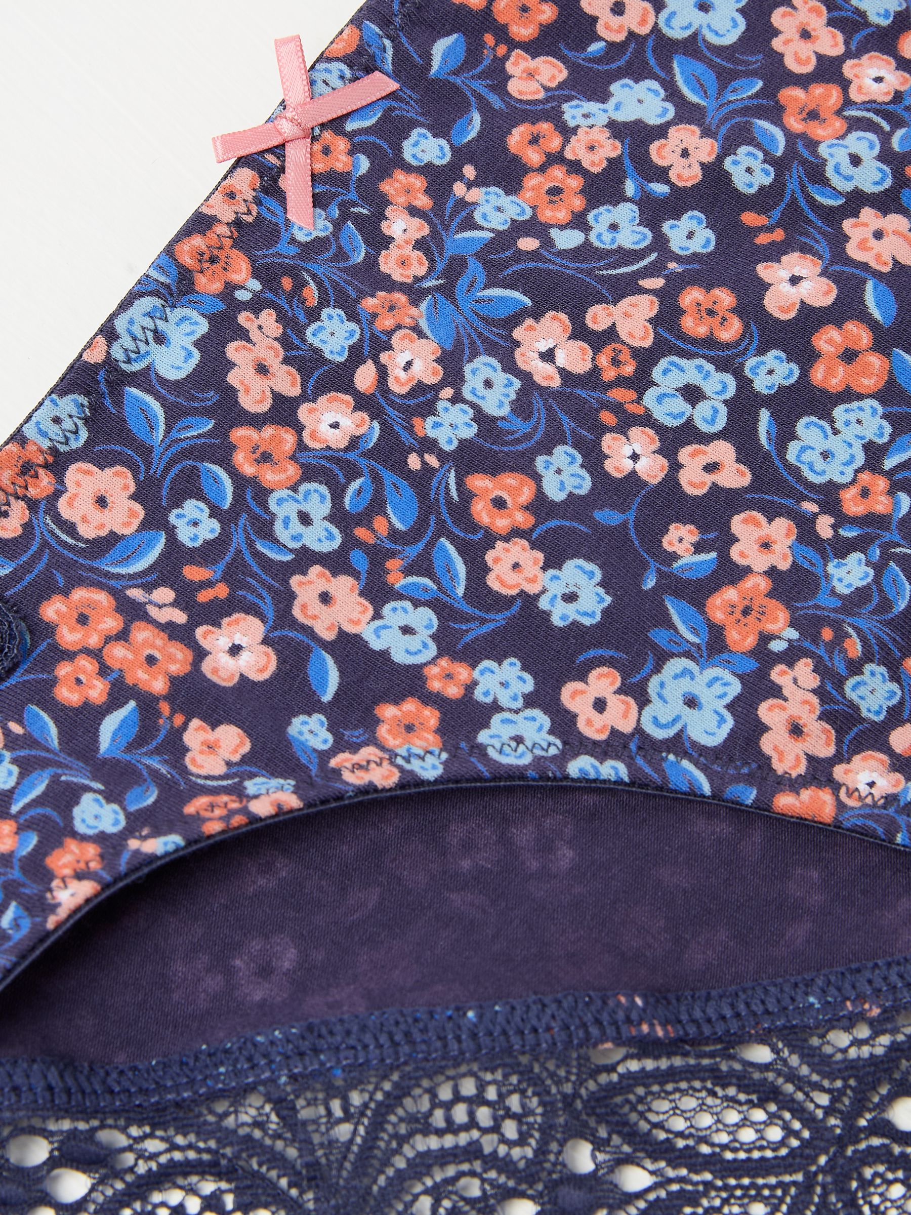 Navy Blue Floral Cheeky Knickers - Image 2 of 2