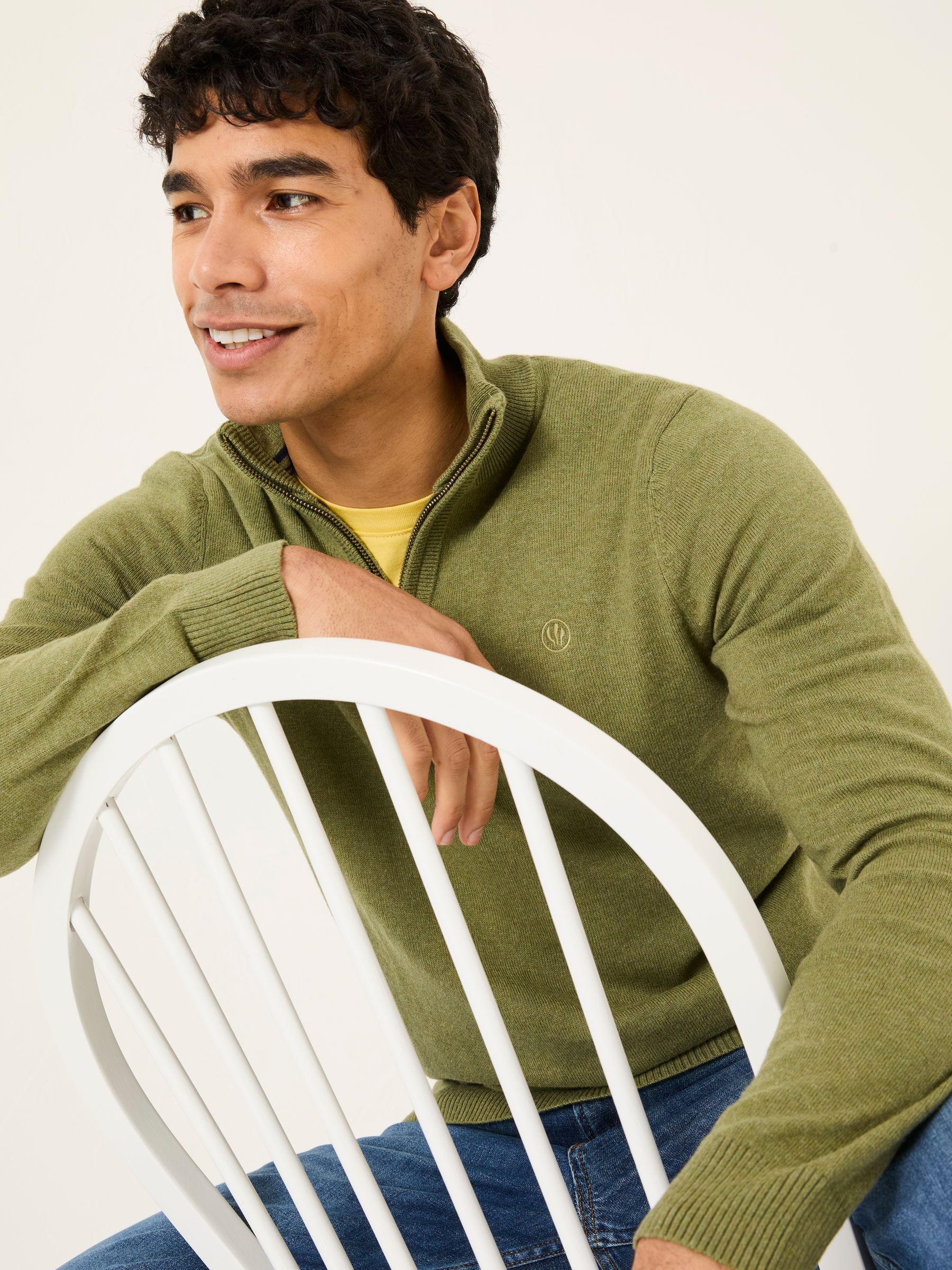 Rye Olive Green Half-Neck Jumper - Image 3 of 6