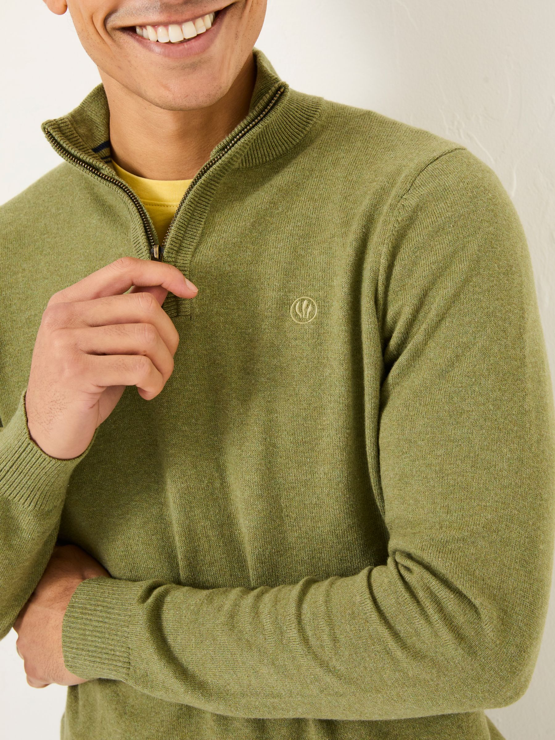 Rye Olive Green Half-Neck Jumper - Image 4 of 6