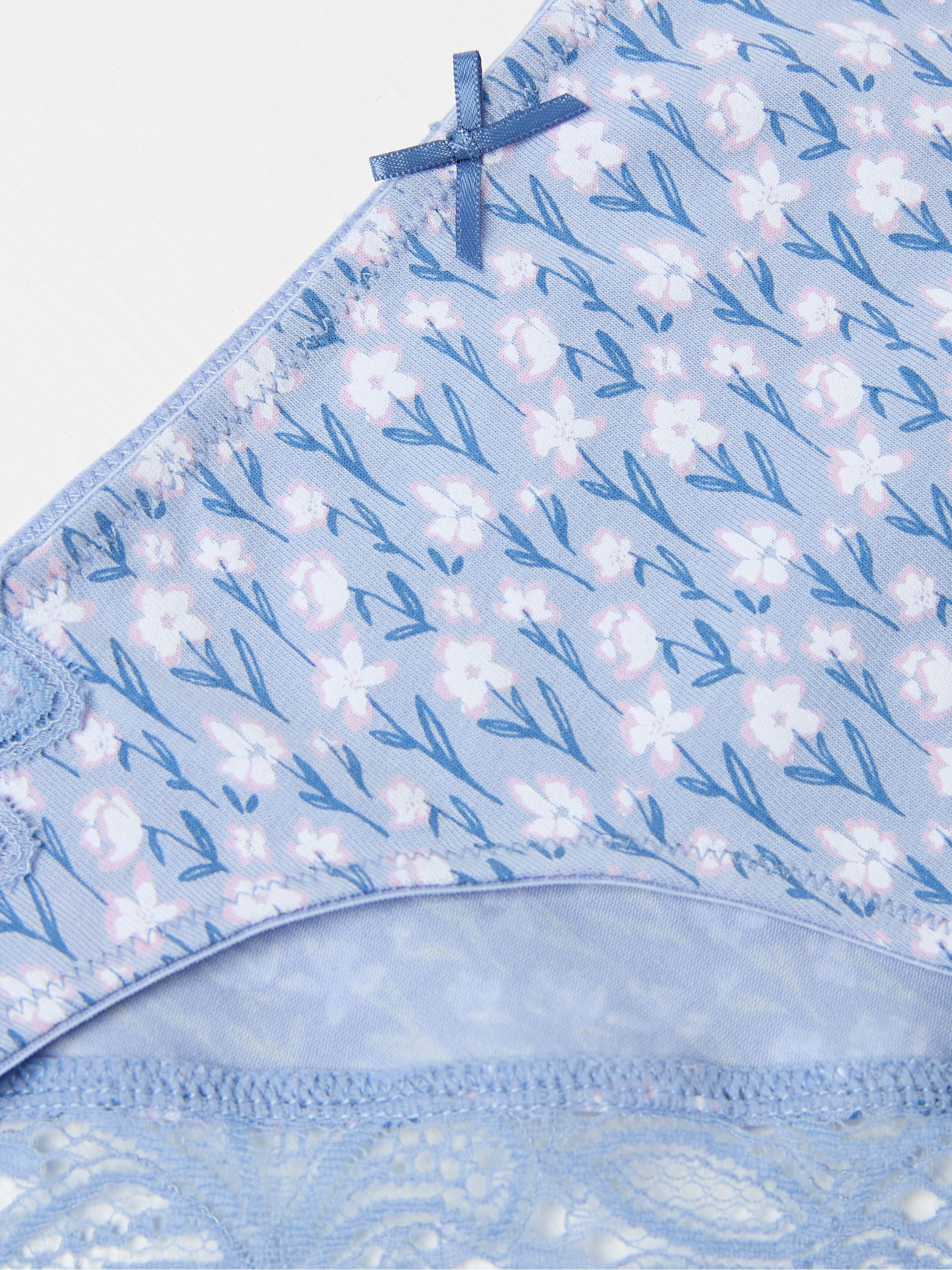 Light Blue Floral Cheeky Knickers - Image 2 of 2