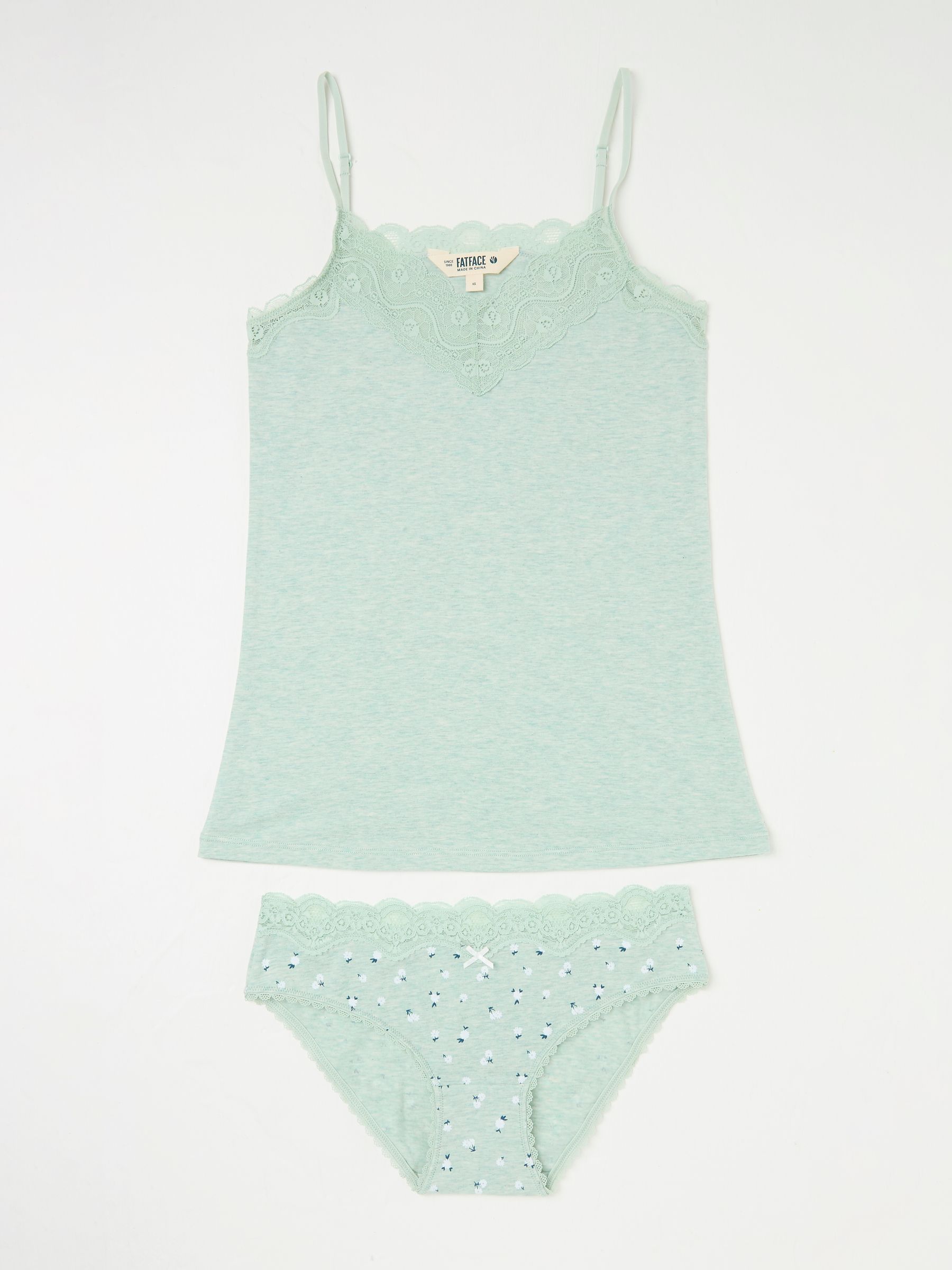 Green Floral Vest & Knicker Set - Image 1 of 2 Green Floral Vest & Knicker Set - Image 1 of 2