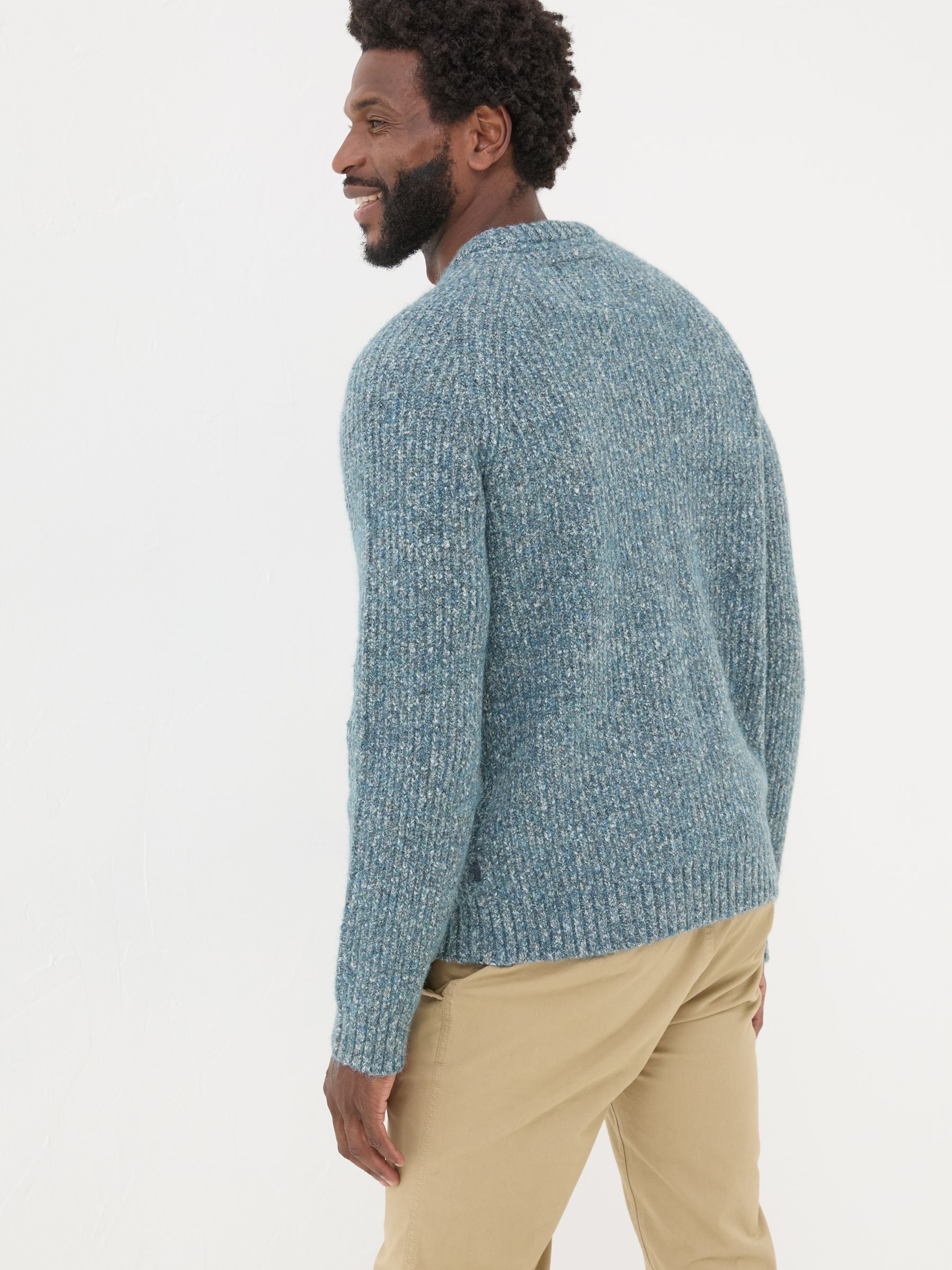 Mid Blue Sefton Lofty Knitted Crew Neck Jumper - Image 2 of 6