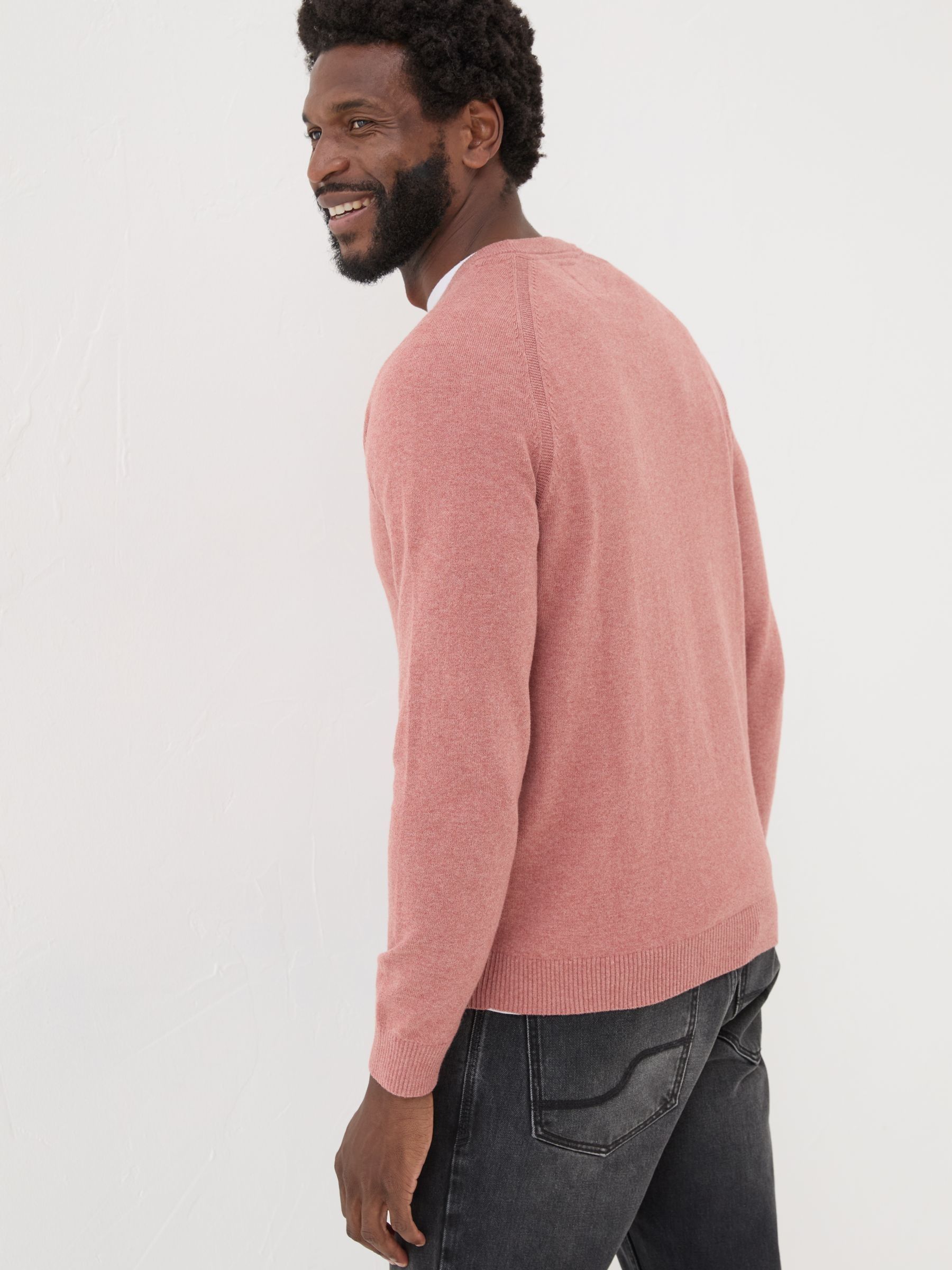 Mid Pink Rye Fine Gauge Knitted Crew Neck Jumper - Image 2 of 5