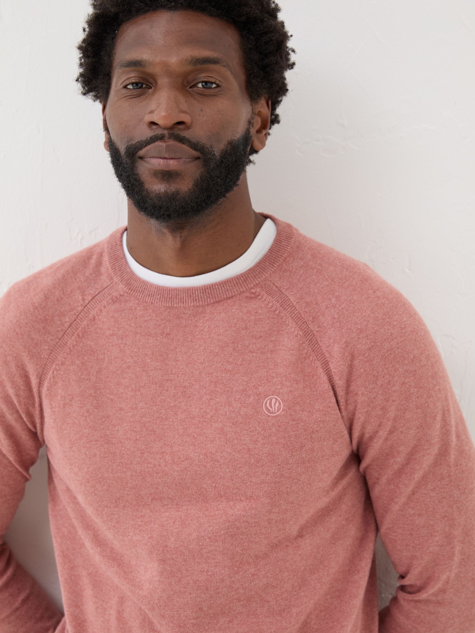 Mid Pink Rye Fine Gauge Knitted Crew Neck Jumper - Image 4 of 5