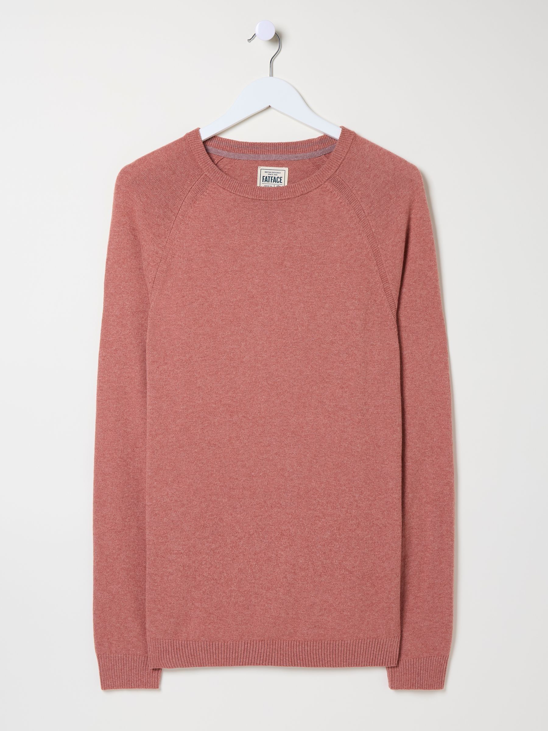 Mid Pink Rye Fine Gauge Knitted Crew Neck Jumper - Image 5 of 5