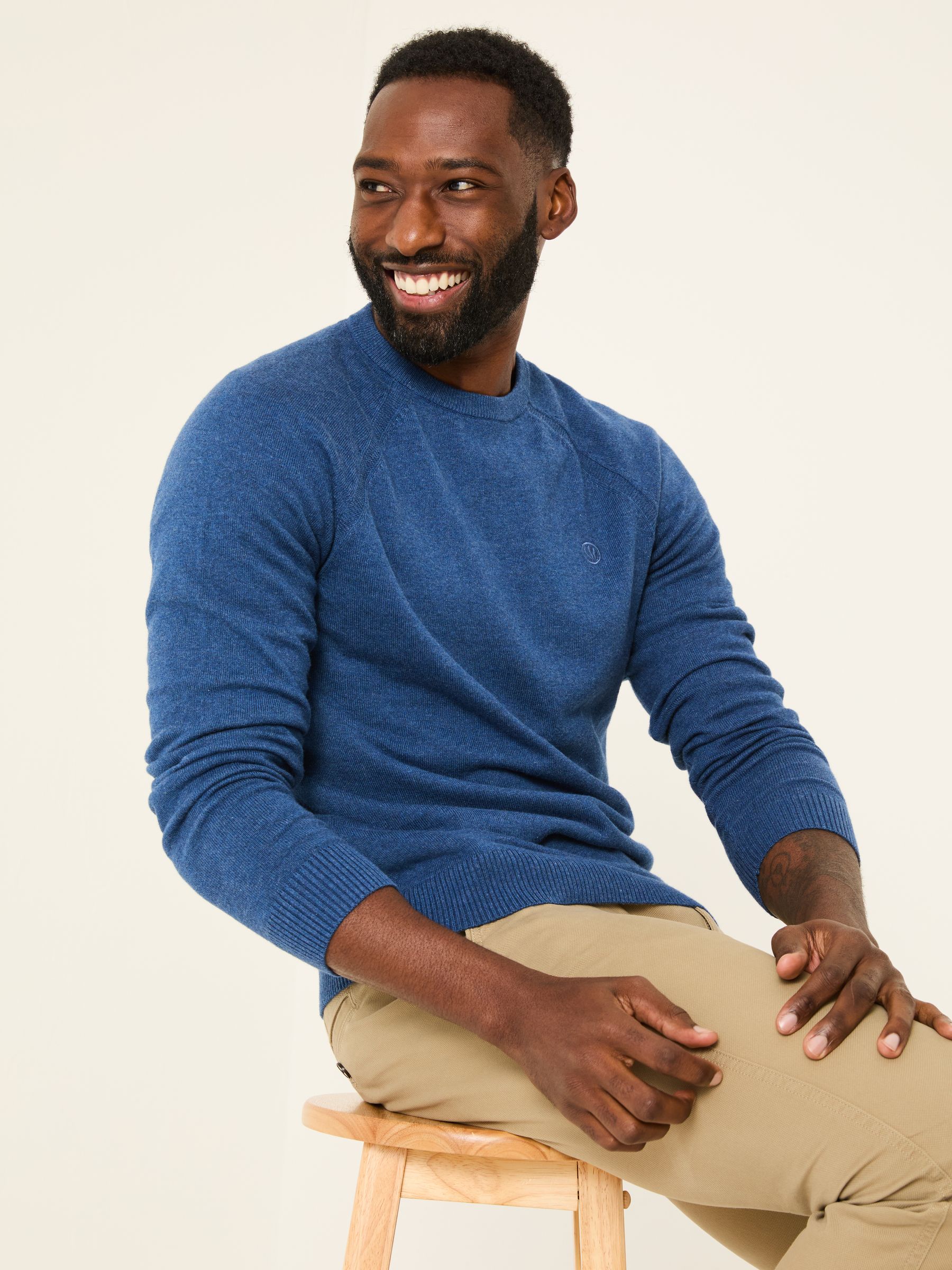 Blue Denim Rye Fine Gauge Knitted Crew Neck Jumper - Image 3 of 8