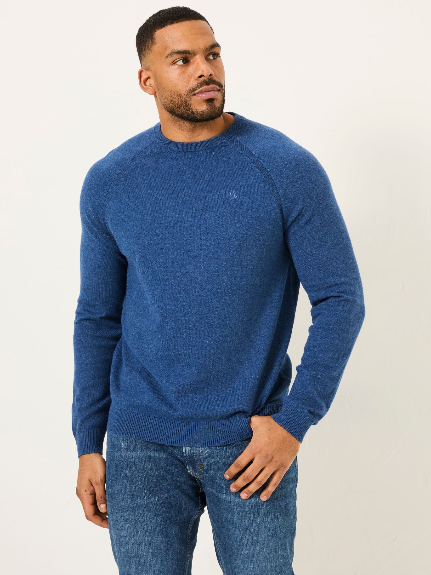 Blue Denim Rye Fine Gauge Knitted Crew Neck Jumper - Image 5 of 8