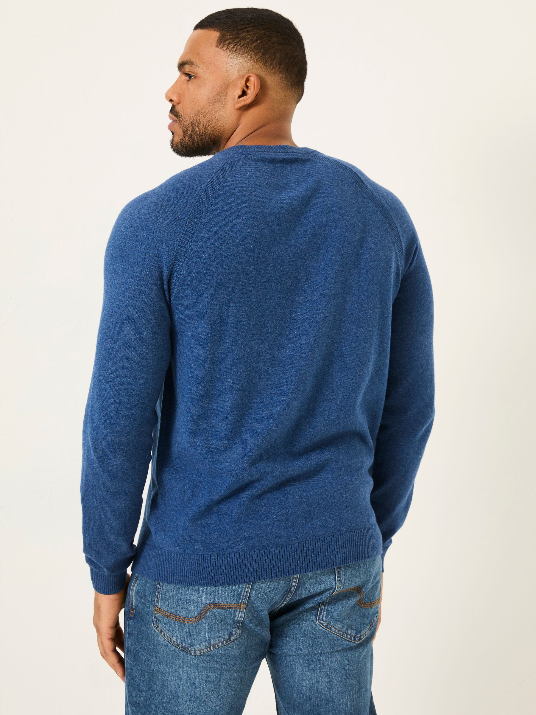 Blue Denim Rye Fine Gauge Knitted Crew Neck Jumper - Image 6 of 8