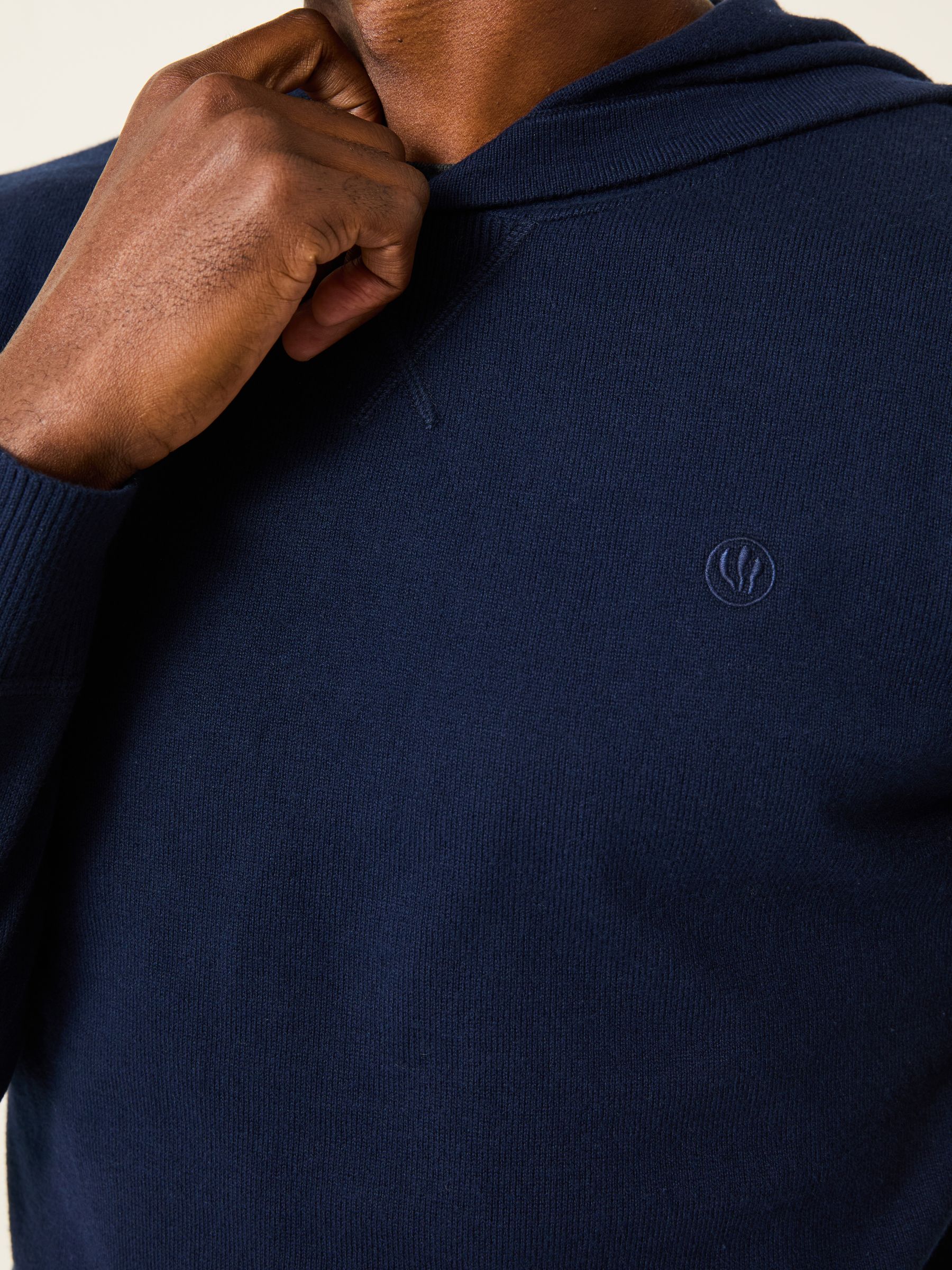 Navy Rye Fine Gauge Knitted Hoodie - Image 4 of 5