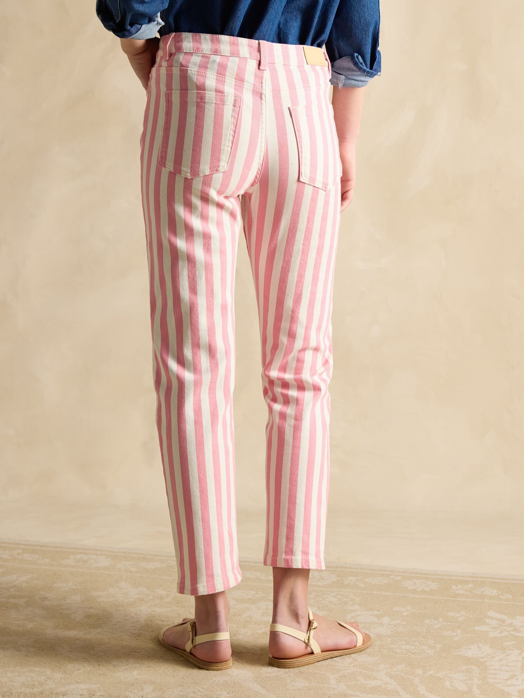 Pink Stripe Straight Fit Mid Rise Jeans - Image 5 of 9
