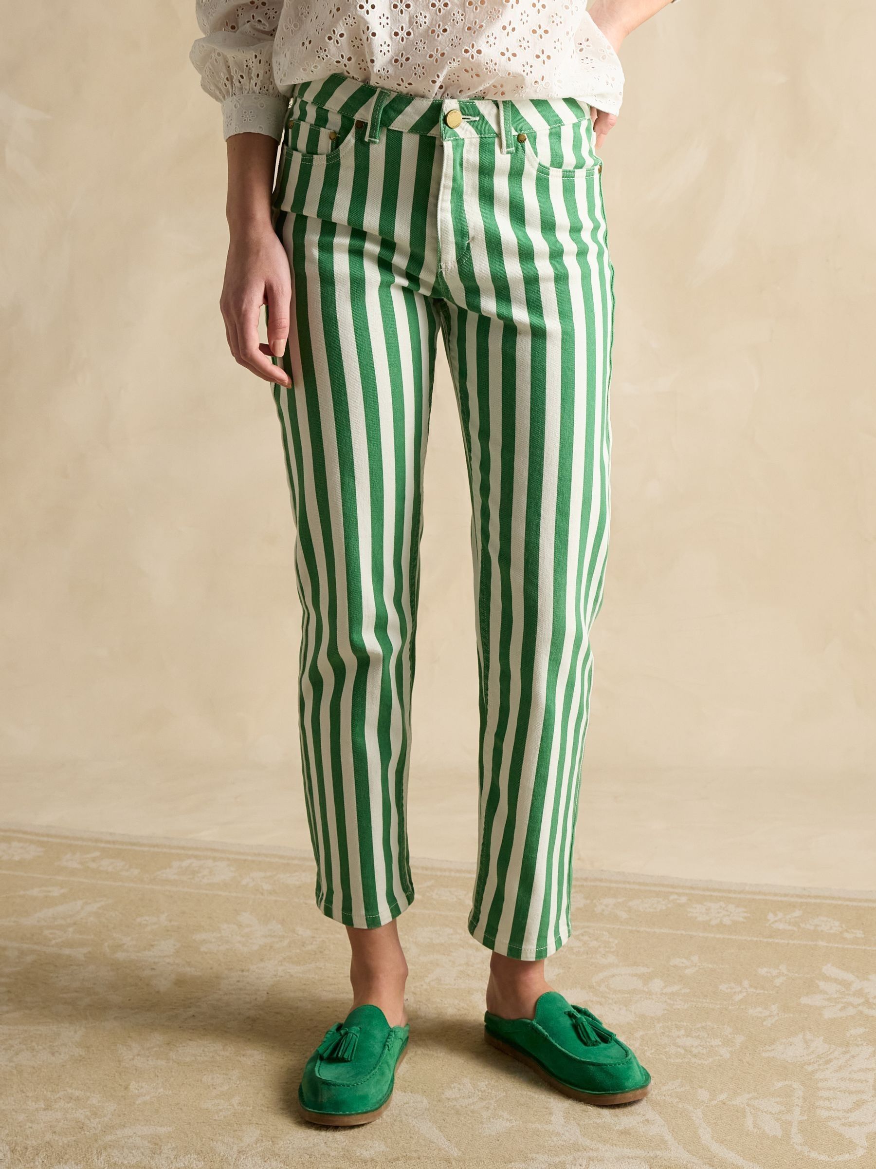 Green Stripe Straight Fit Jeans - Image 1 of 9