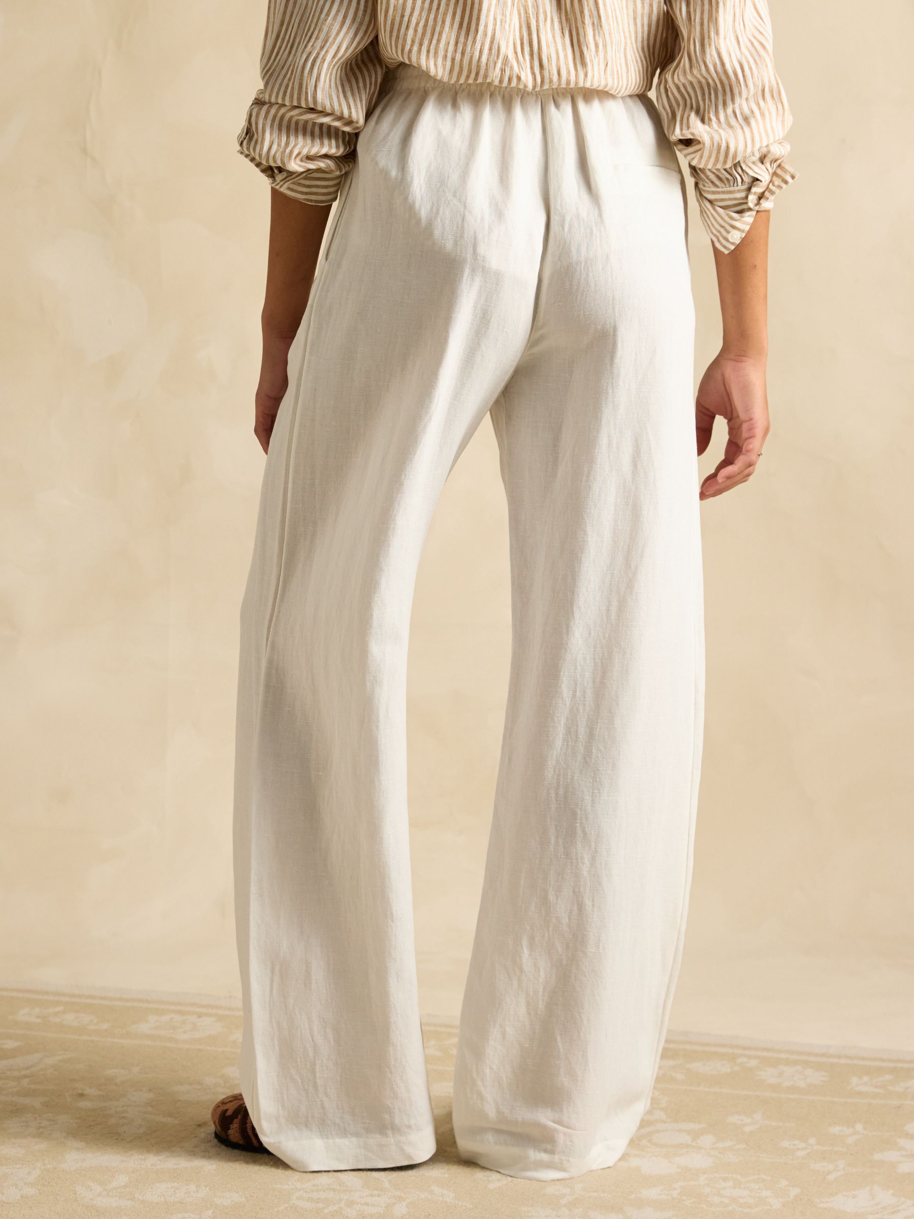 Linen Blend White Trousers - Image 2 of 6