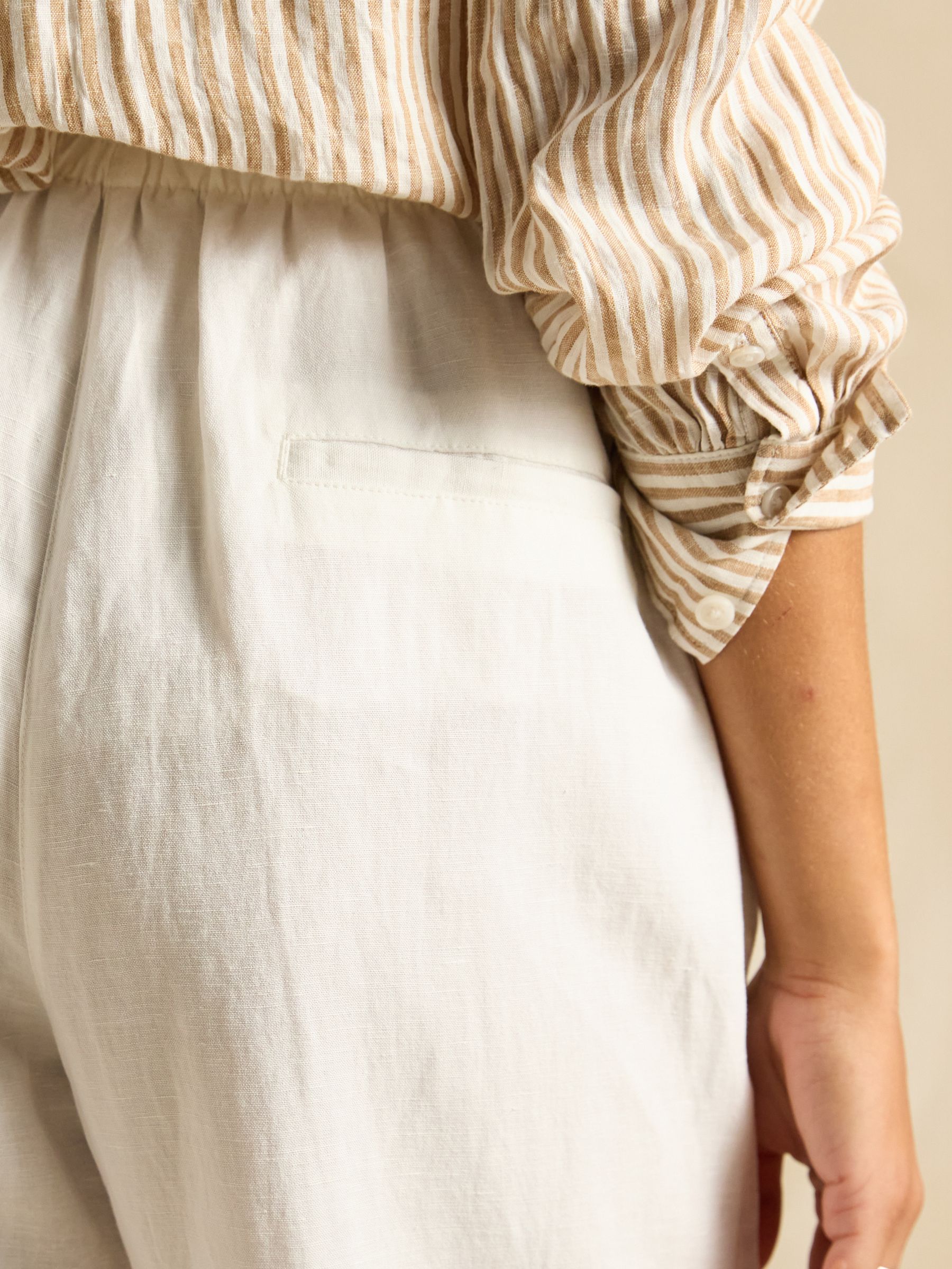 Linen Blend White Trousers - Image 5 of 6