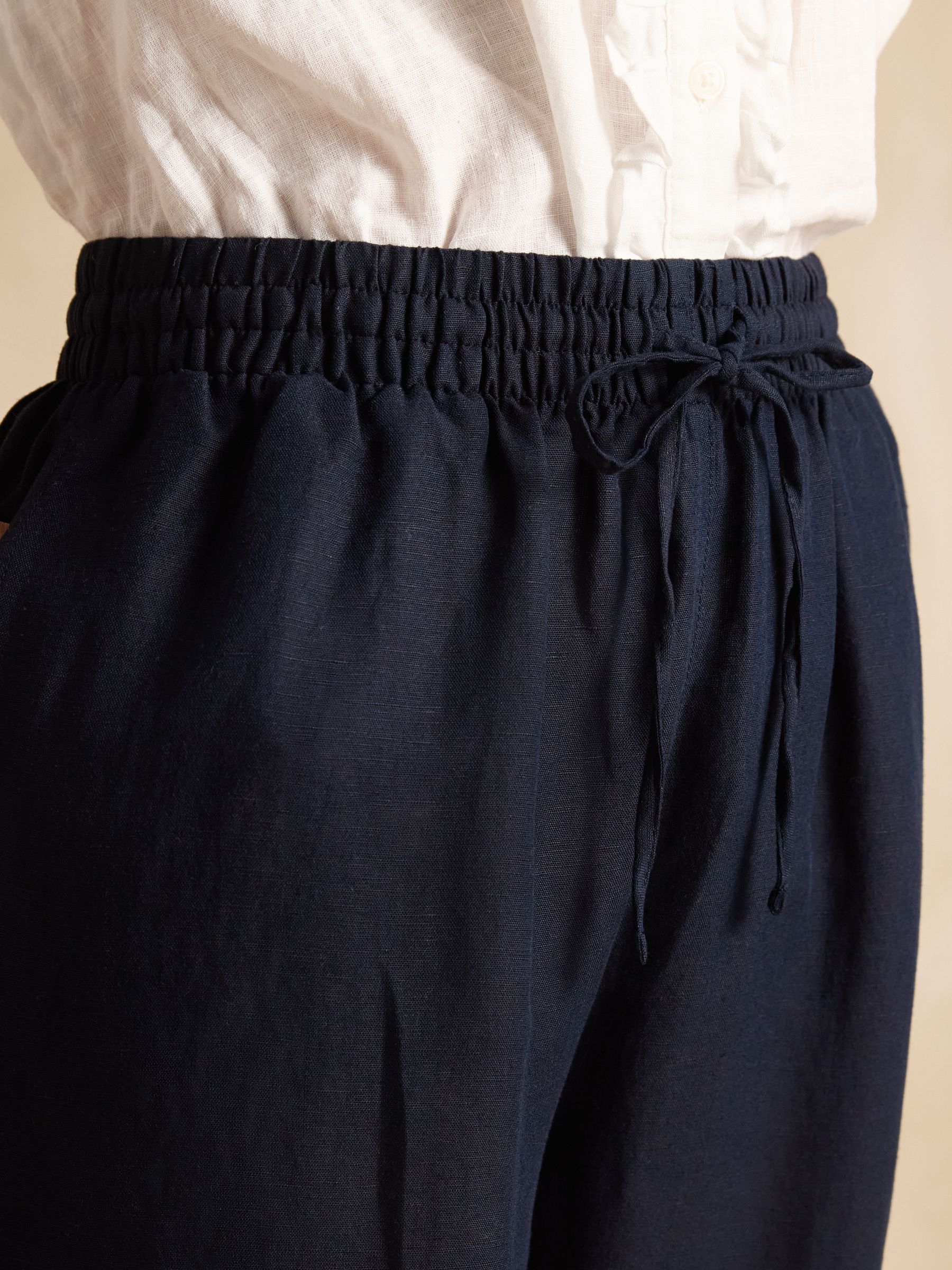 Linen Blend Navy Trousers - Image 4 of 6