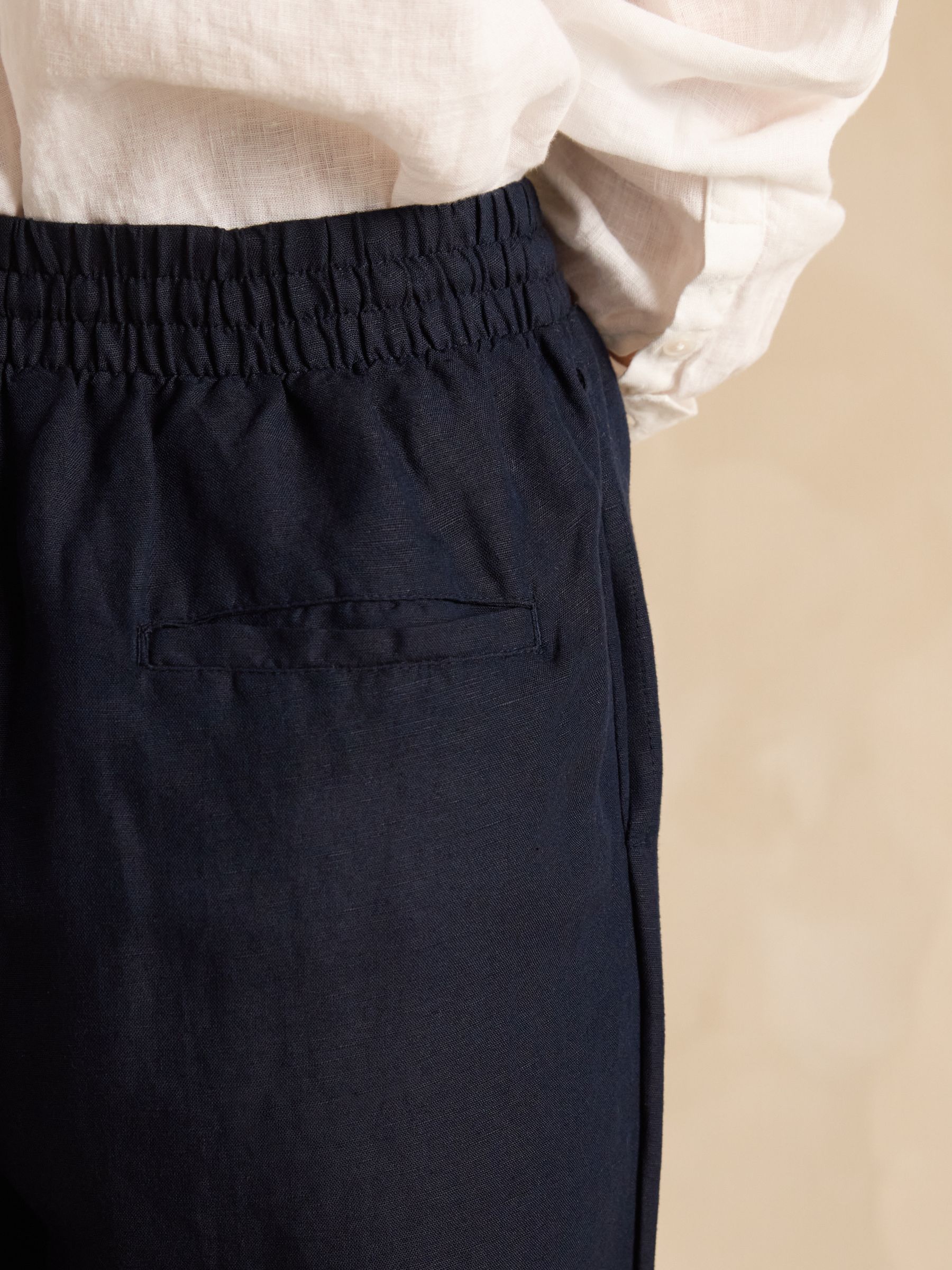Linen Blend Navy Trousers - Image 5 of 6