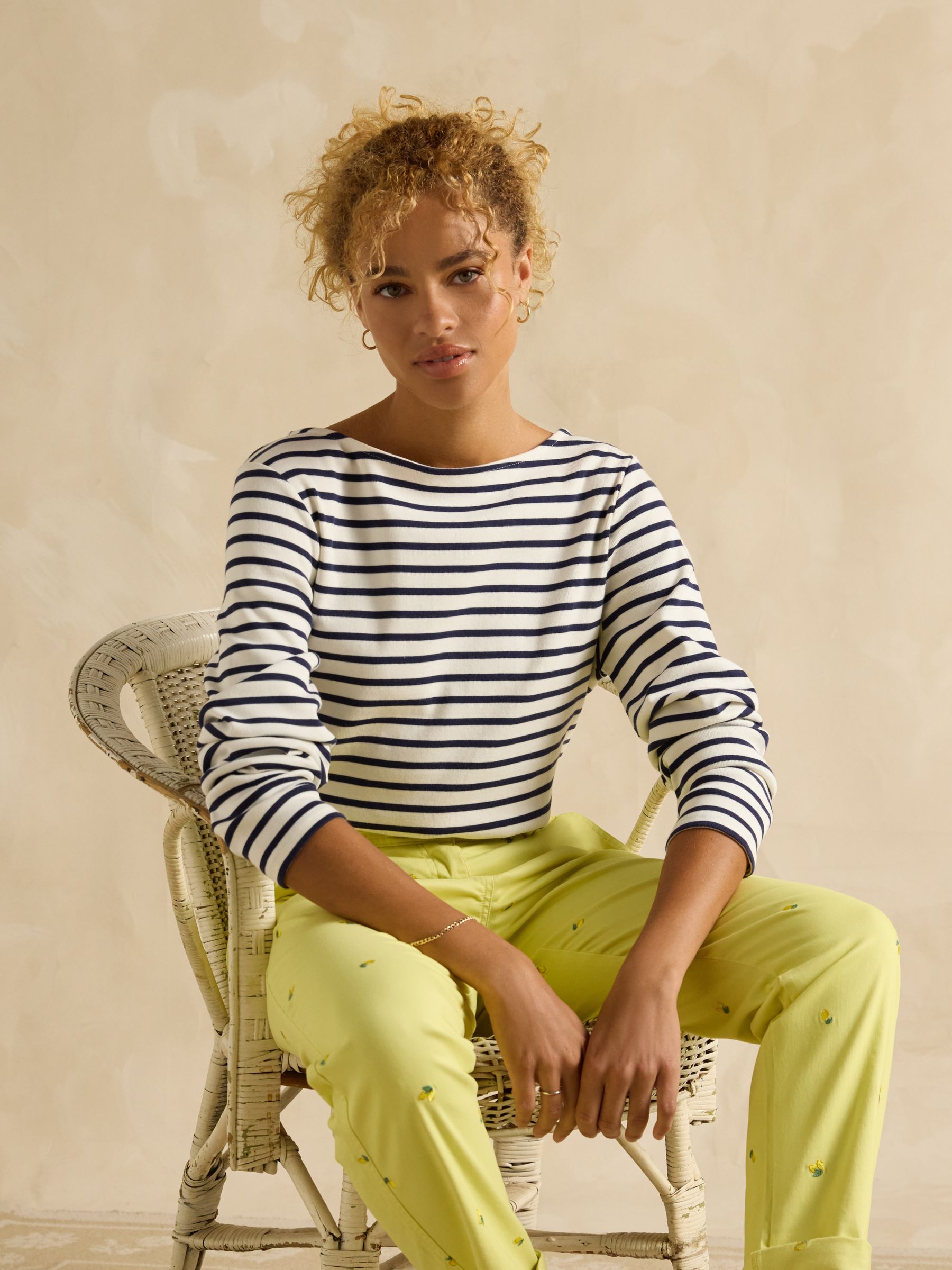 Slim Fit Yellow Lemon Embroidered Chino Trousers - Image 7 of 10