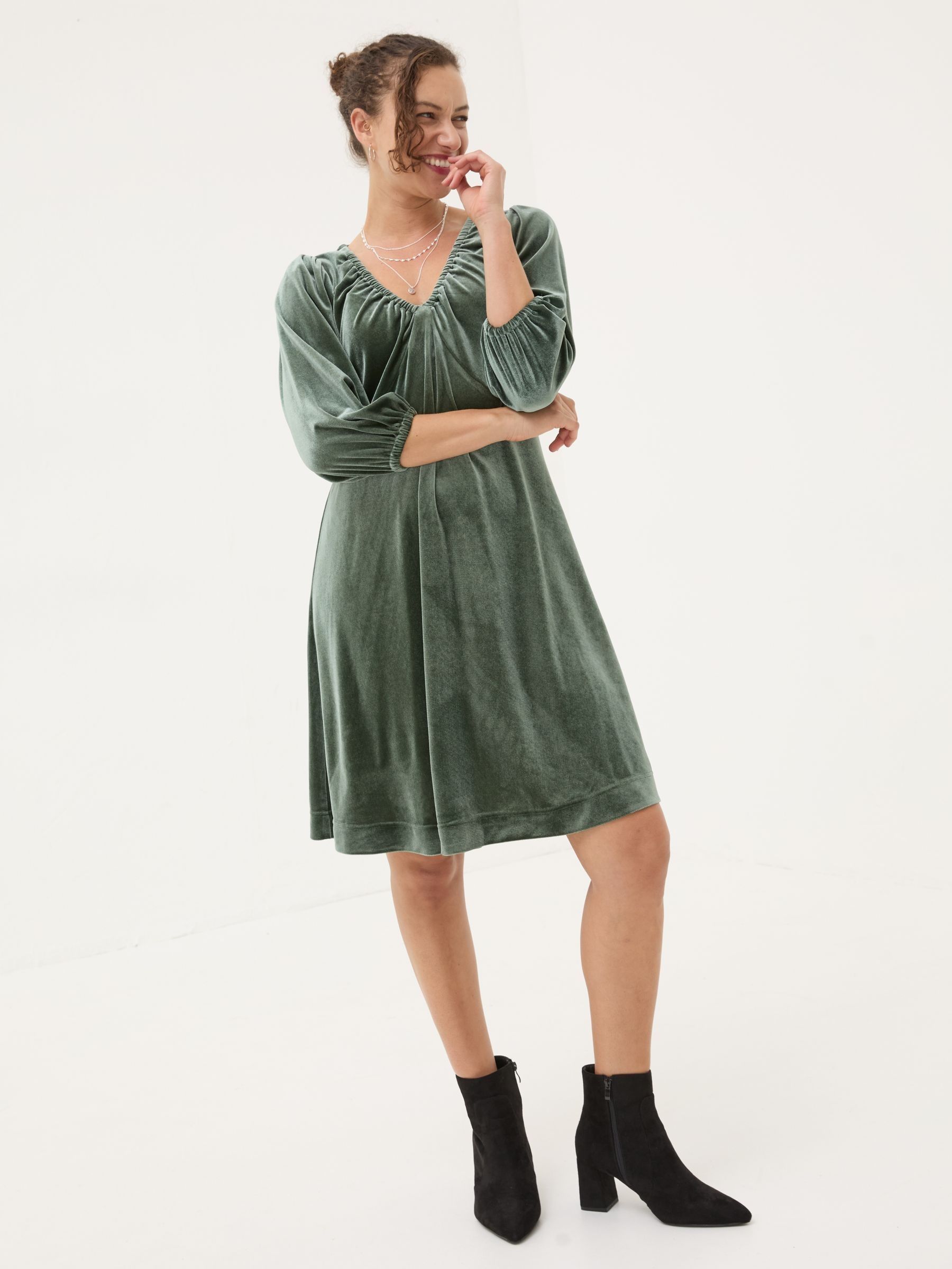 Green Gracie Velvet Dress - Image 2 of 6