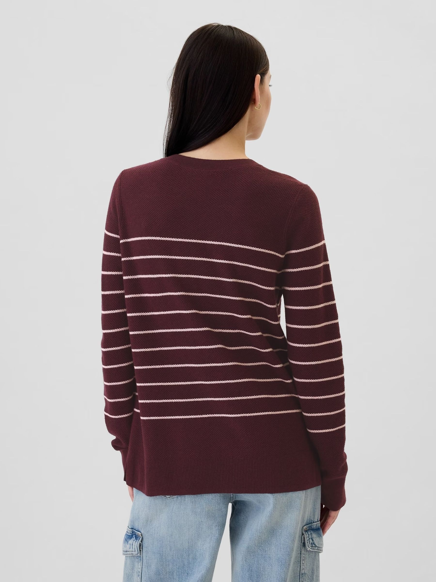 Burgundy Red Ribbed Crew Neck Bella Jumper - Image 3 of 5