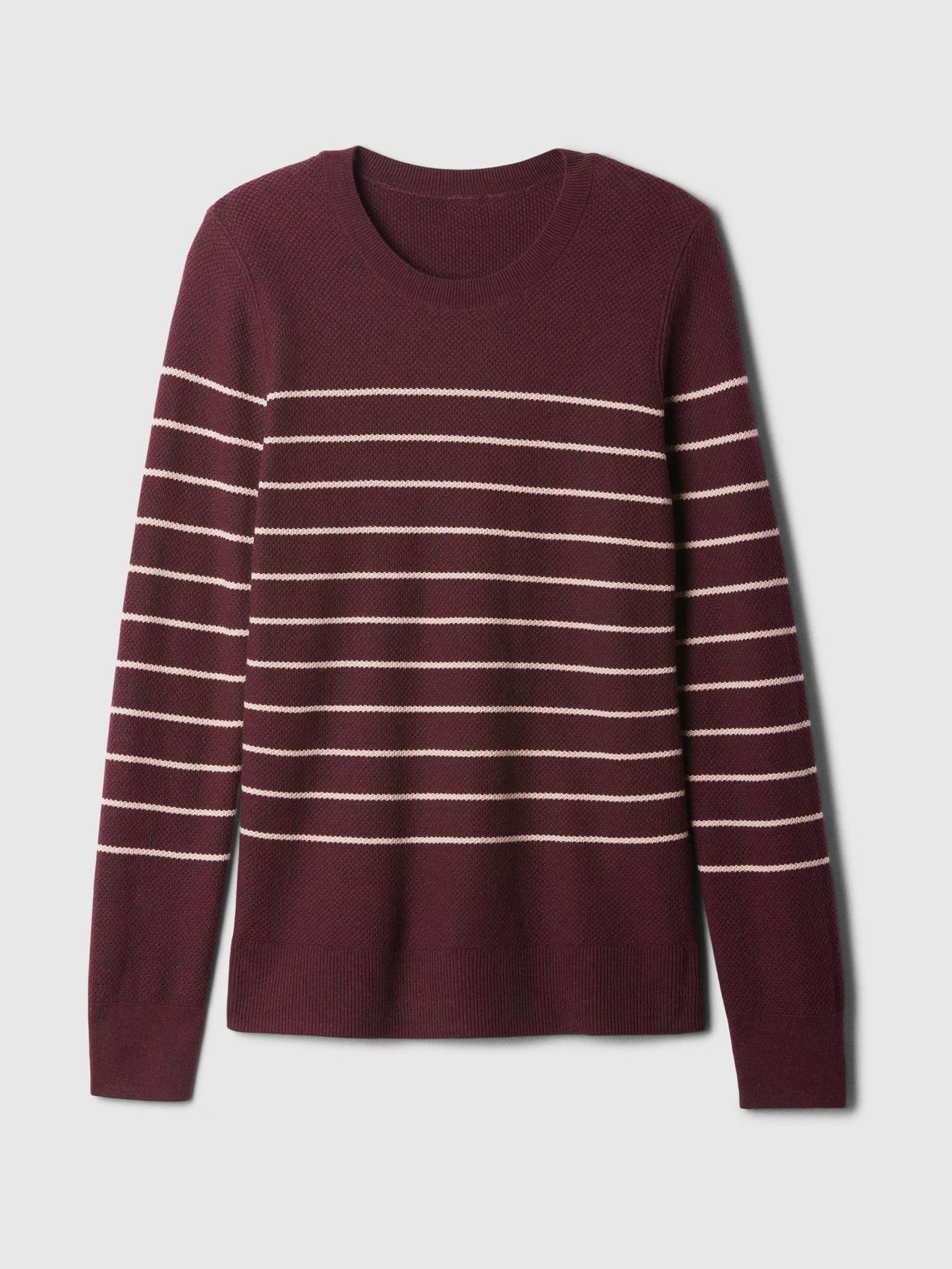 Burgundy Red Ribbed Crew Neck Bella Jumper - Image 5 of 5