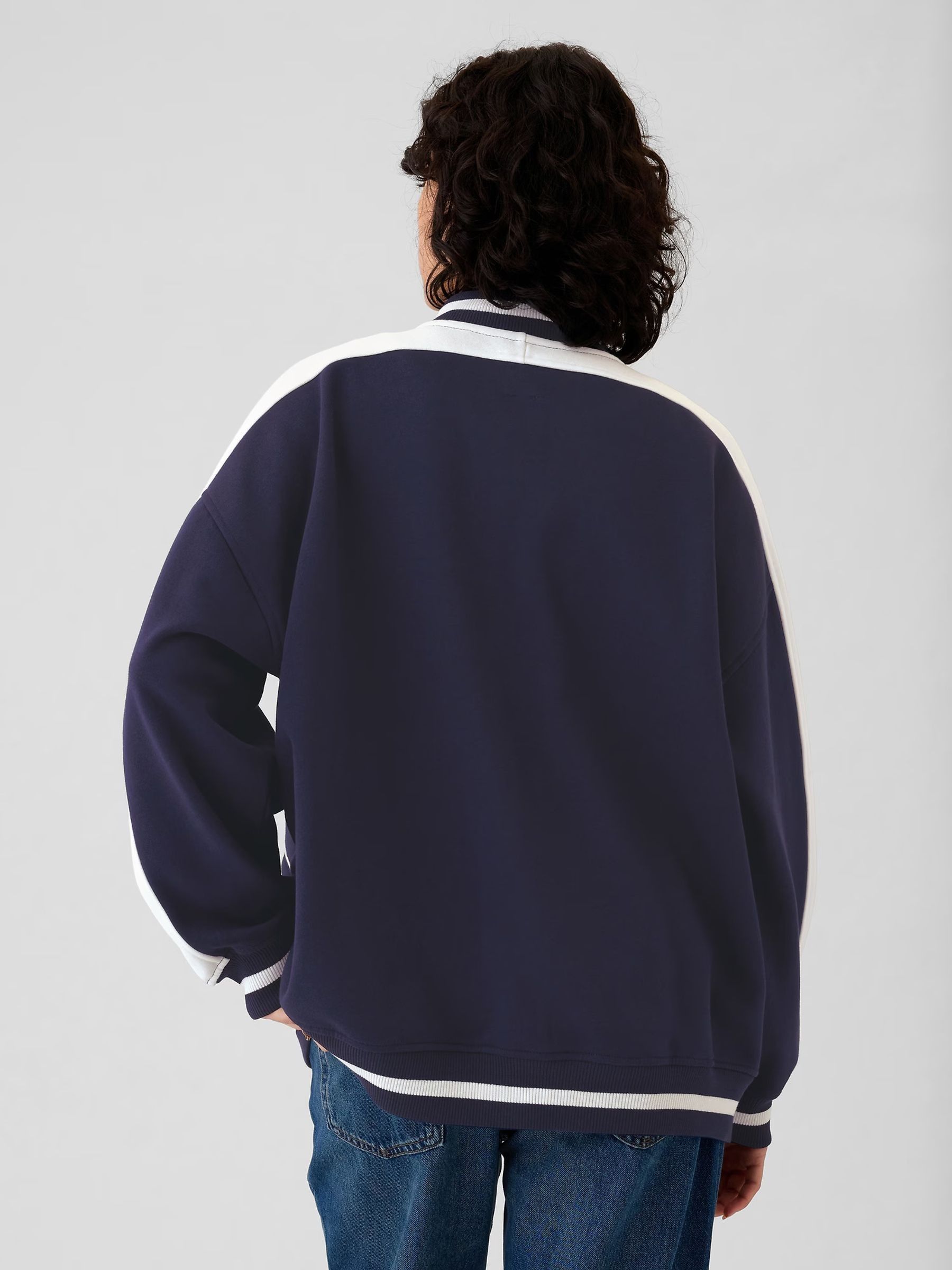 Blue Vintage Soft Touch Logo Varsity Bomber Jacket - Image 2 of 5