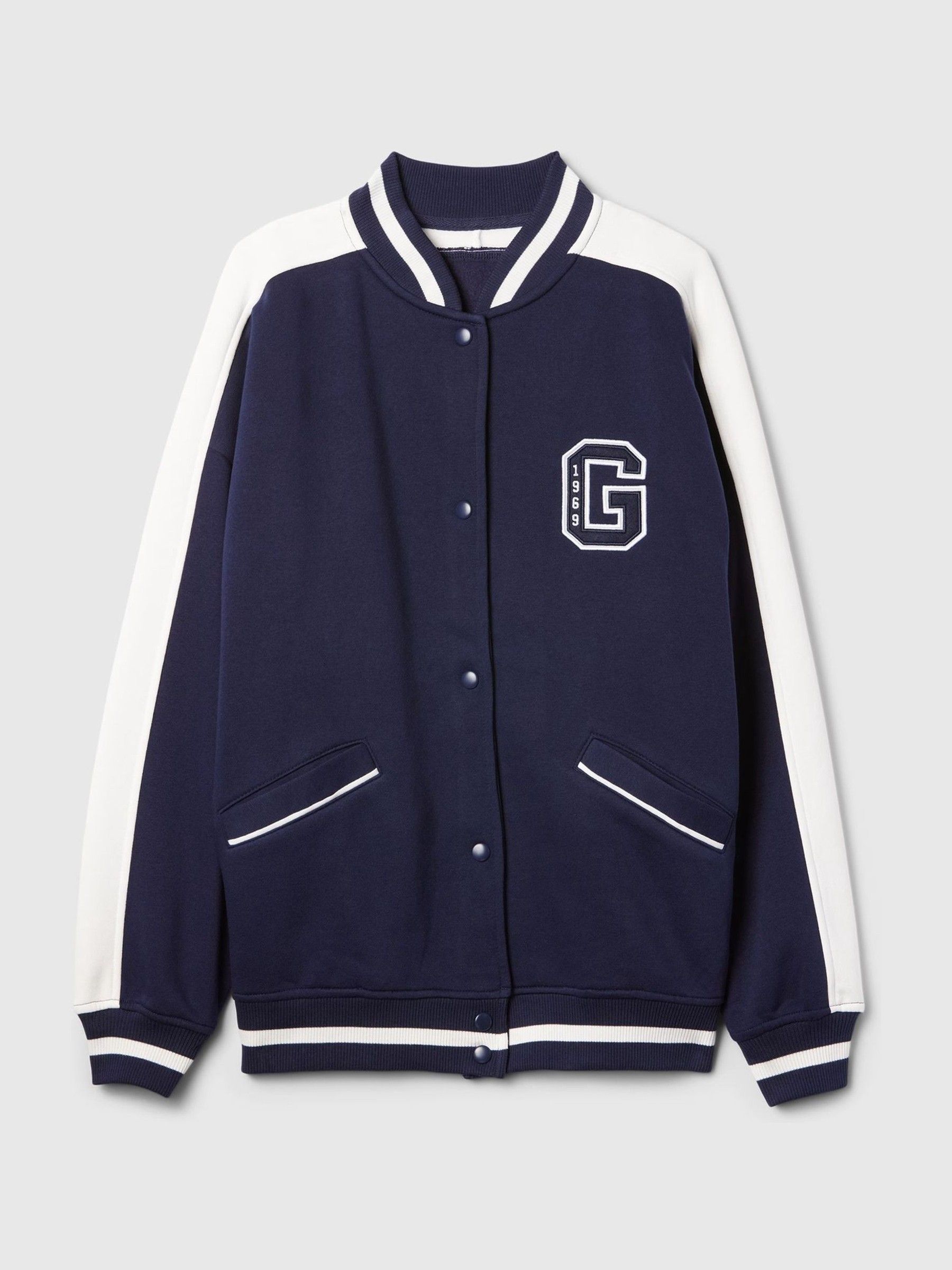 Blue Vintage Soft Touch Logo Varsity Bomber Jacket - Image 5 of 5