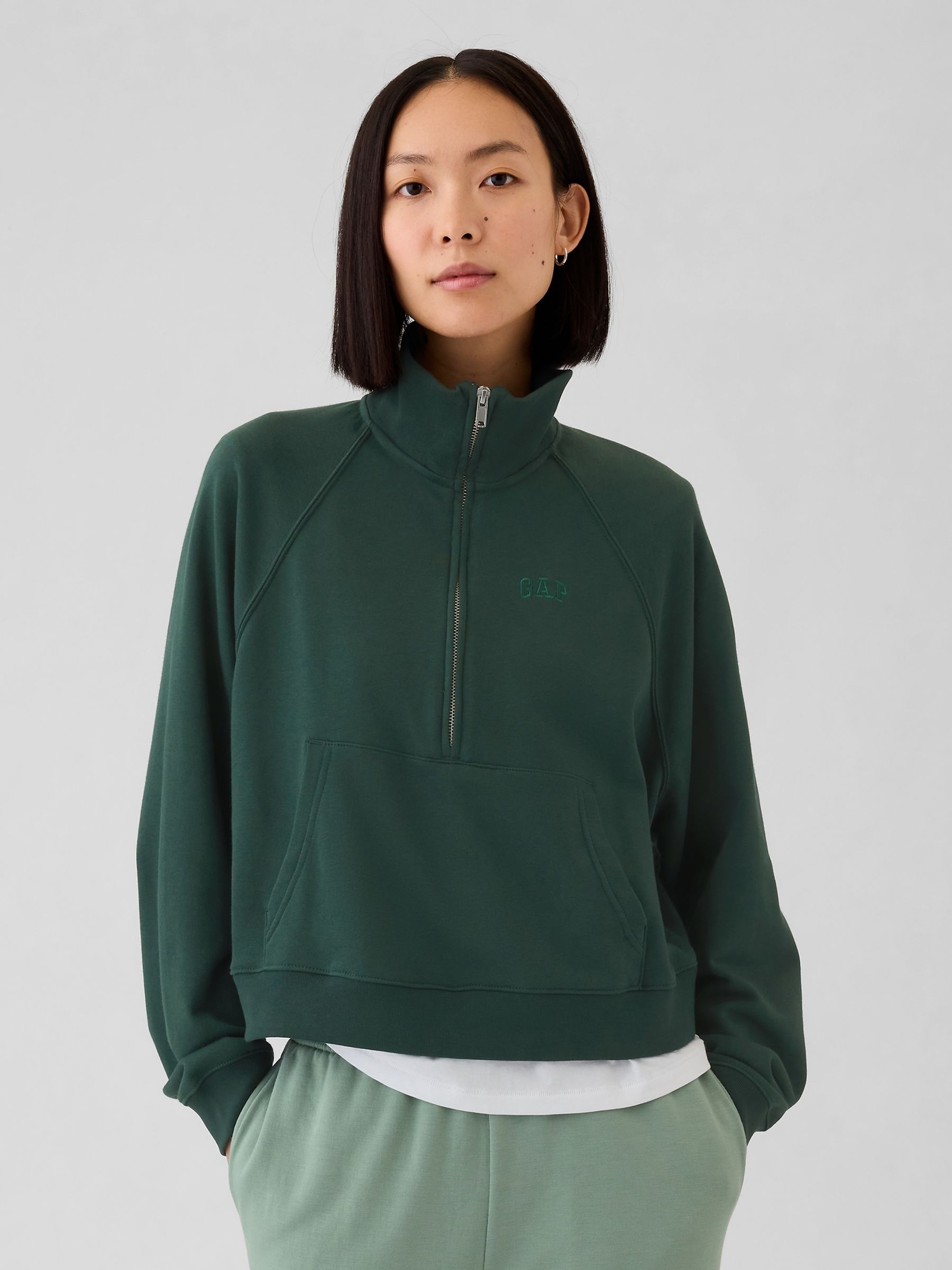 Green Logo Half-Zip Pullover - Image 1 of 5