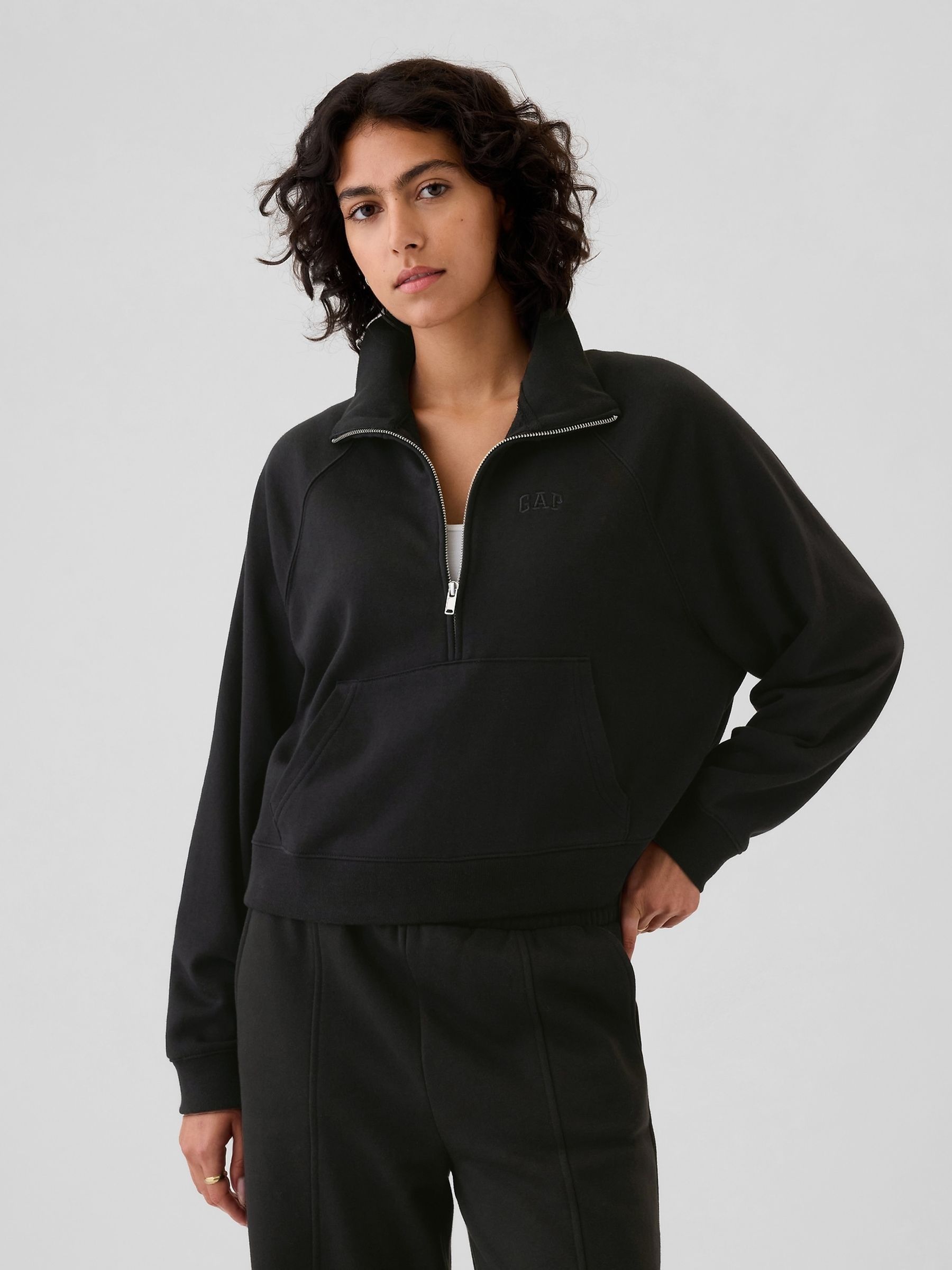 Black Logo Half-Zip Pullover - Image 1 of 5